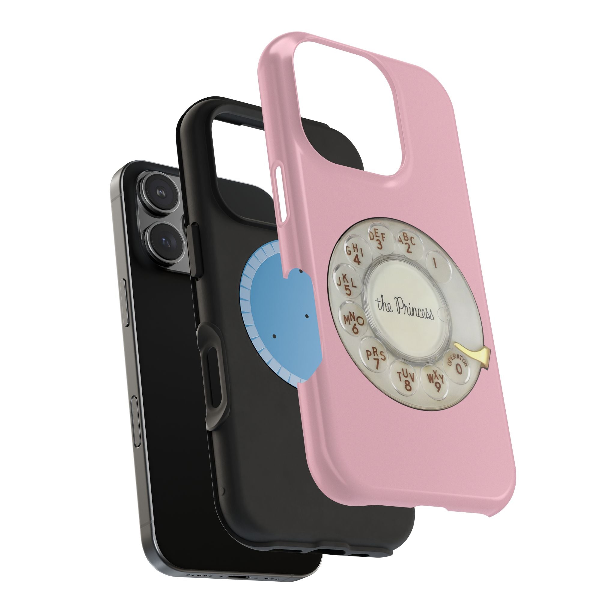 Retro Pink Princess Phone Look MagSafe Compatible iPhone Case Rotary Dial Nostalgia
