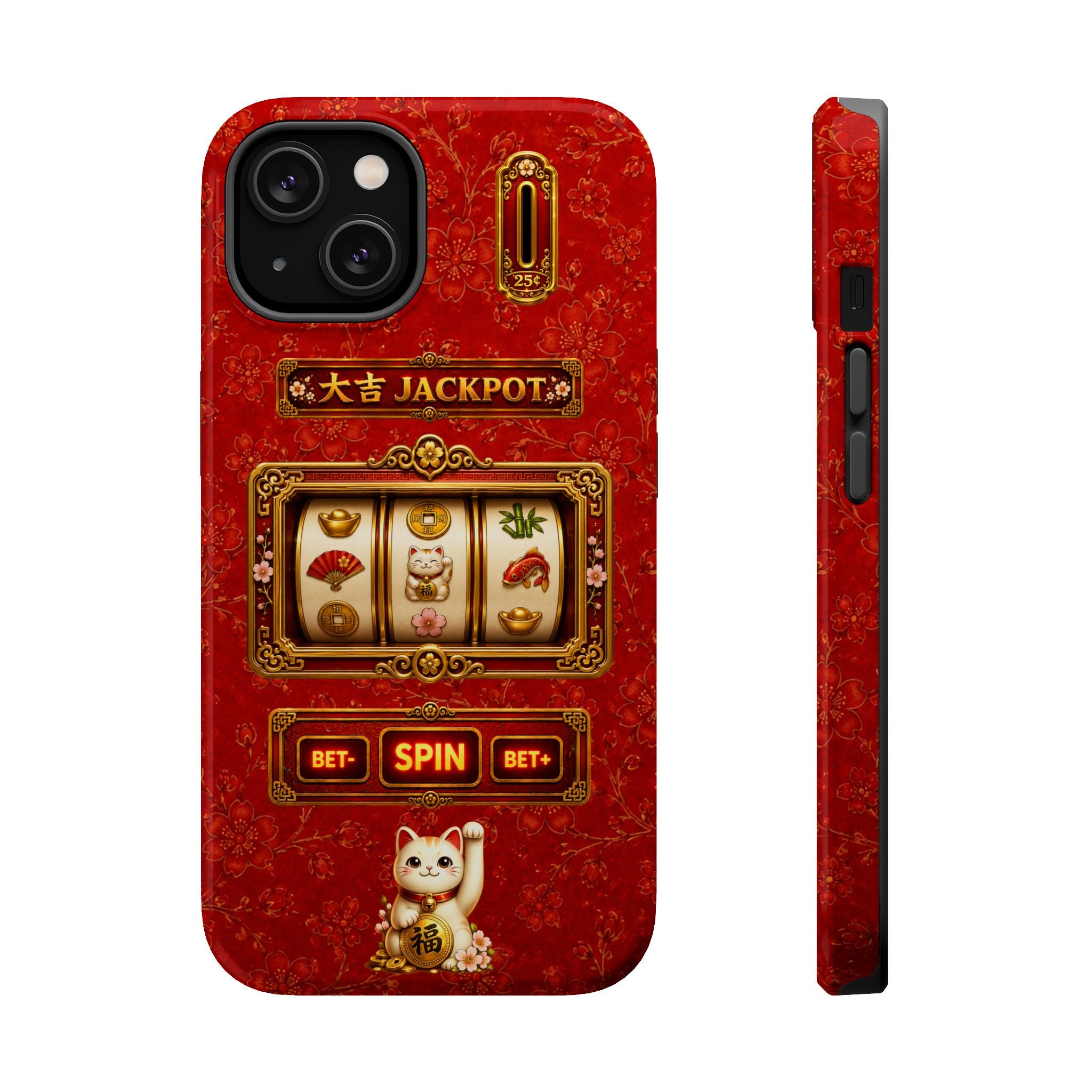 Lucky Cat Slot Machine iPhone Case - MagSafe Compatible - Maneki Neko