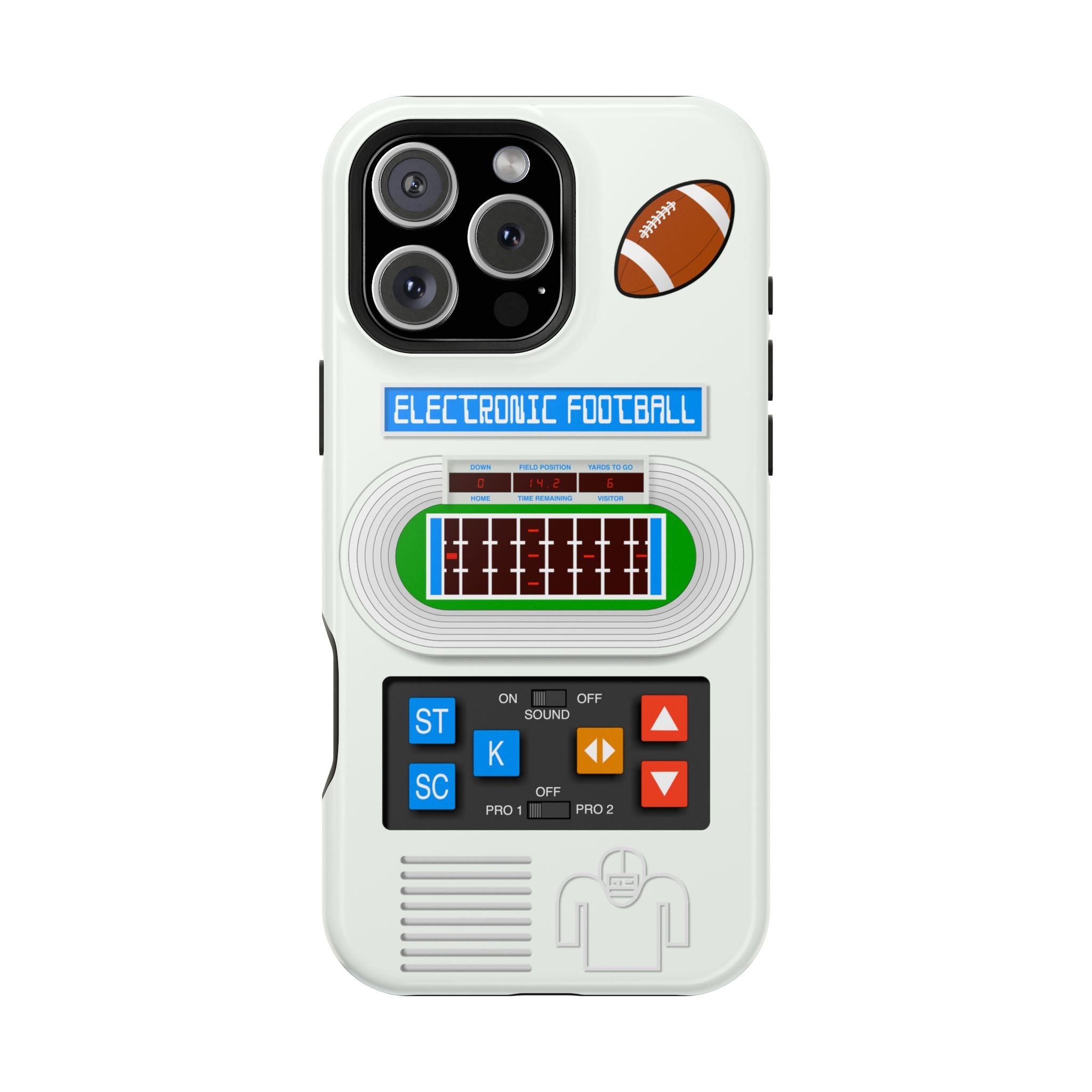 Retro Electronic Football Game Case for iPhone - Handheld Pocket LED Vintage Look - Tech Gift 17 16 15 14 13 Max Plus - MagSafe Compatible