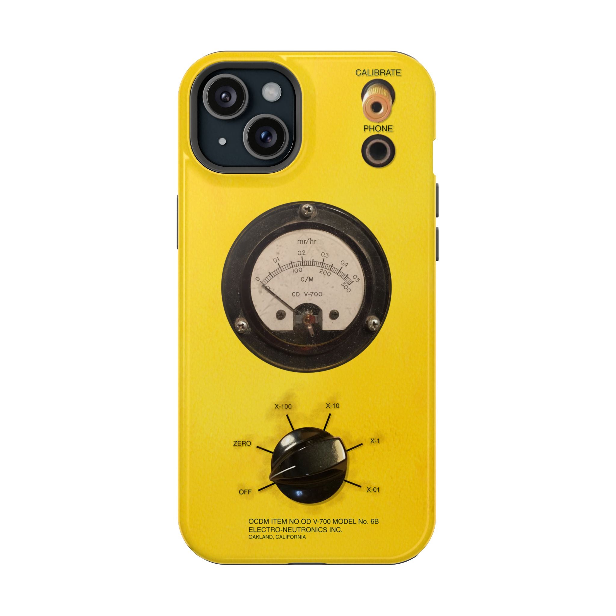 Geiger Counter Look iPhone Case 17 16 15 14 13 MagSafe Compatible Impact-Resistant Phone