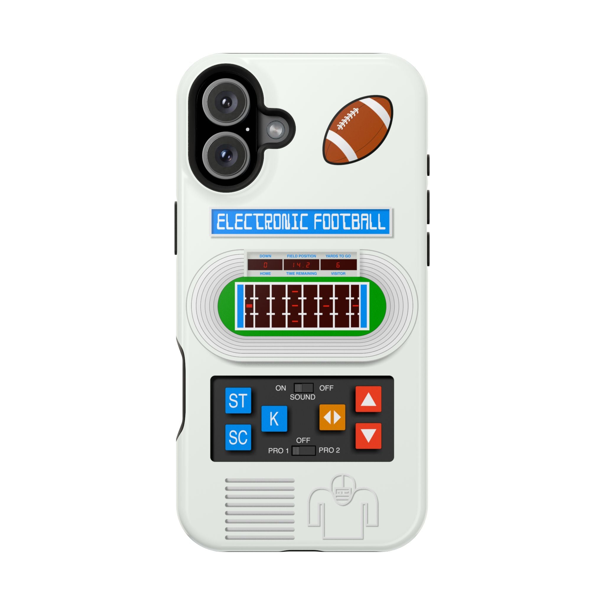 Retro Electronic Football Game Case for iPhone - Handheld Pocket LED Vintage Look - Tech Gift 17 16 15 14 13 Max Plus - MagSafe Compatible