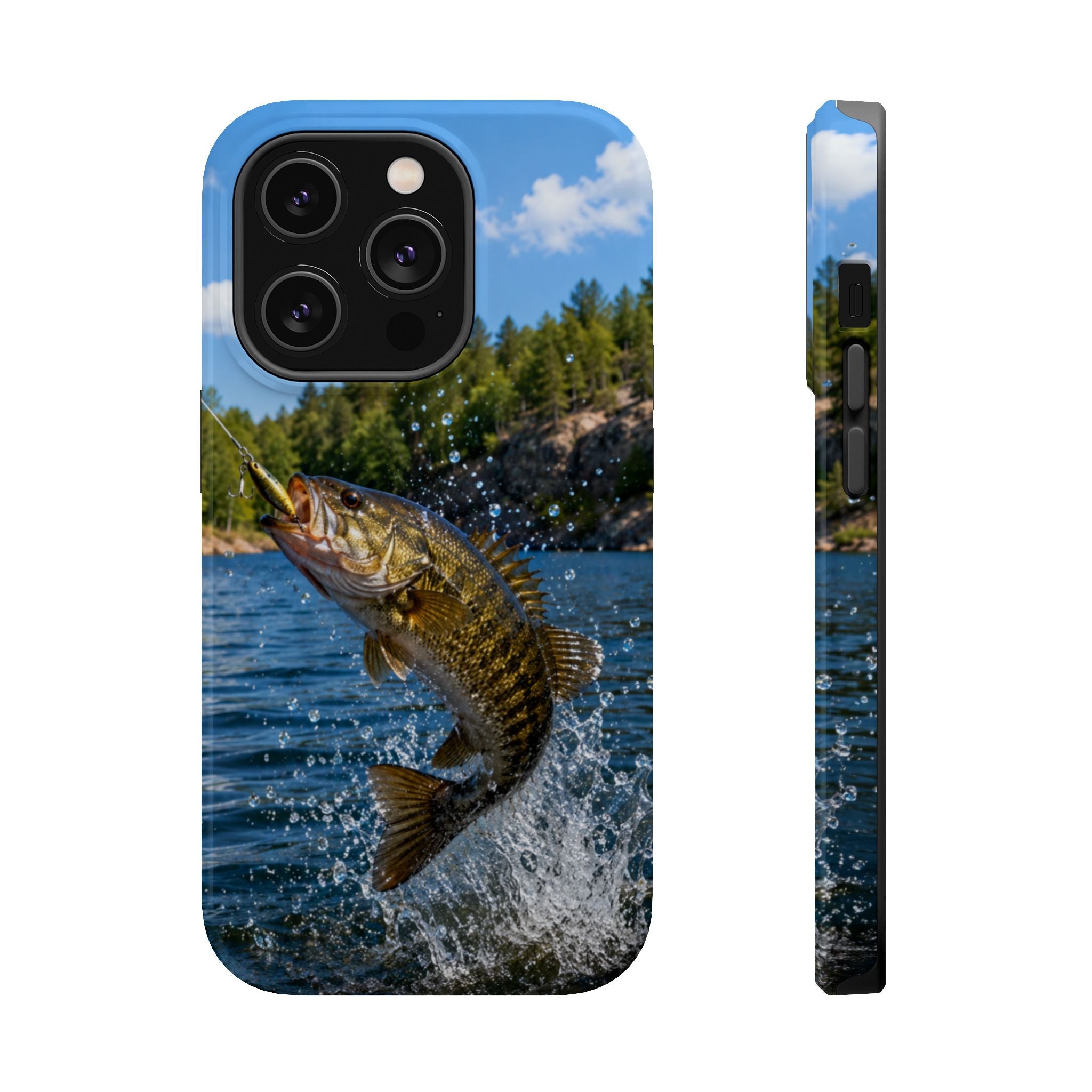 Smallmouth Bass Fishing Fish Phone Case MagSafe Compatible for iPhone & Samsung Galaxy | Bass Fisherman Gift | Dual Layer Tough Case