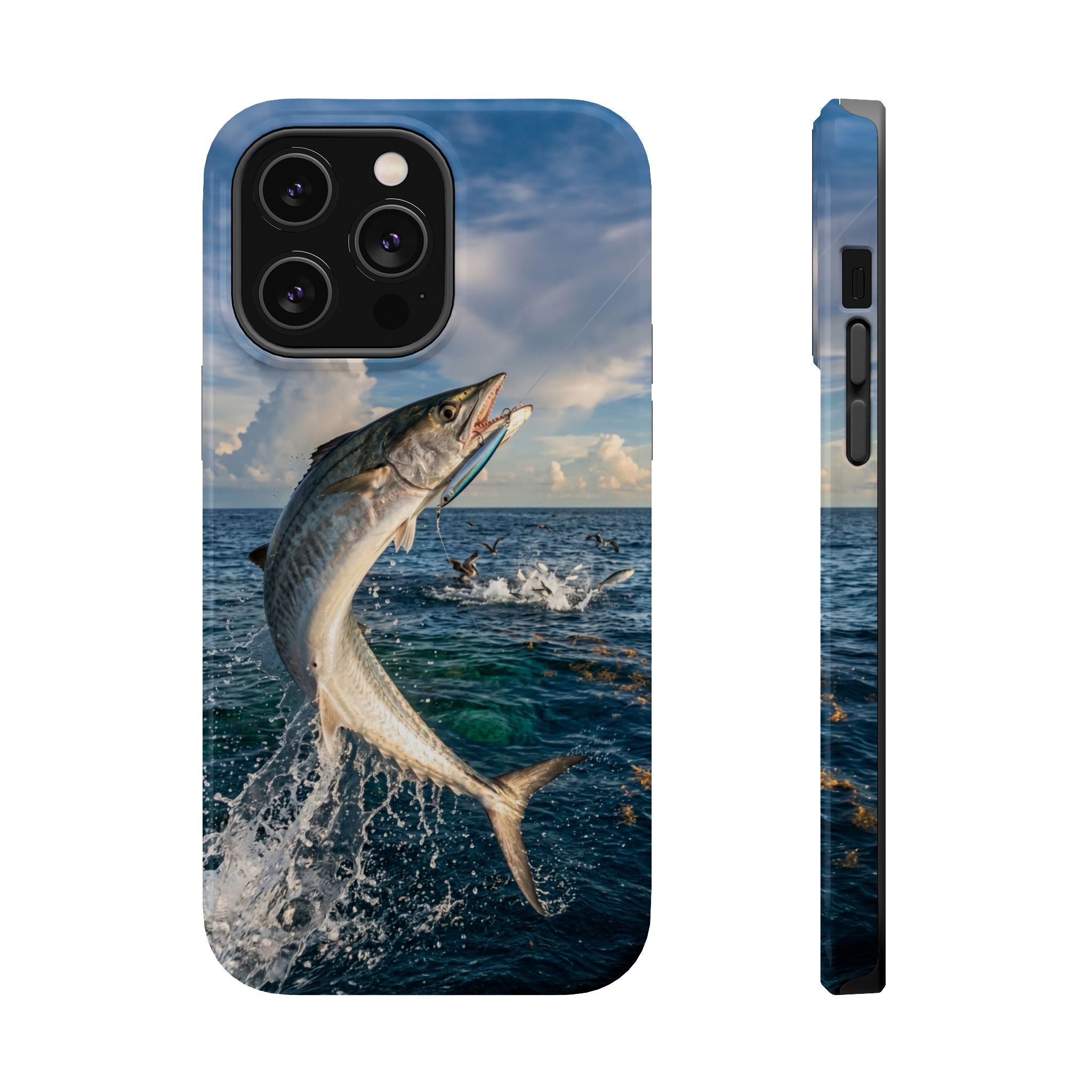 Kingfish King Mackerel Fishing Phone Case MagSafe Compatible for iPhone & Samsung Galaxy | Fisherman Gift | Dual Layer Tough Case