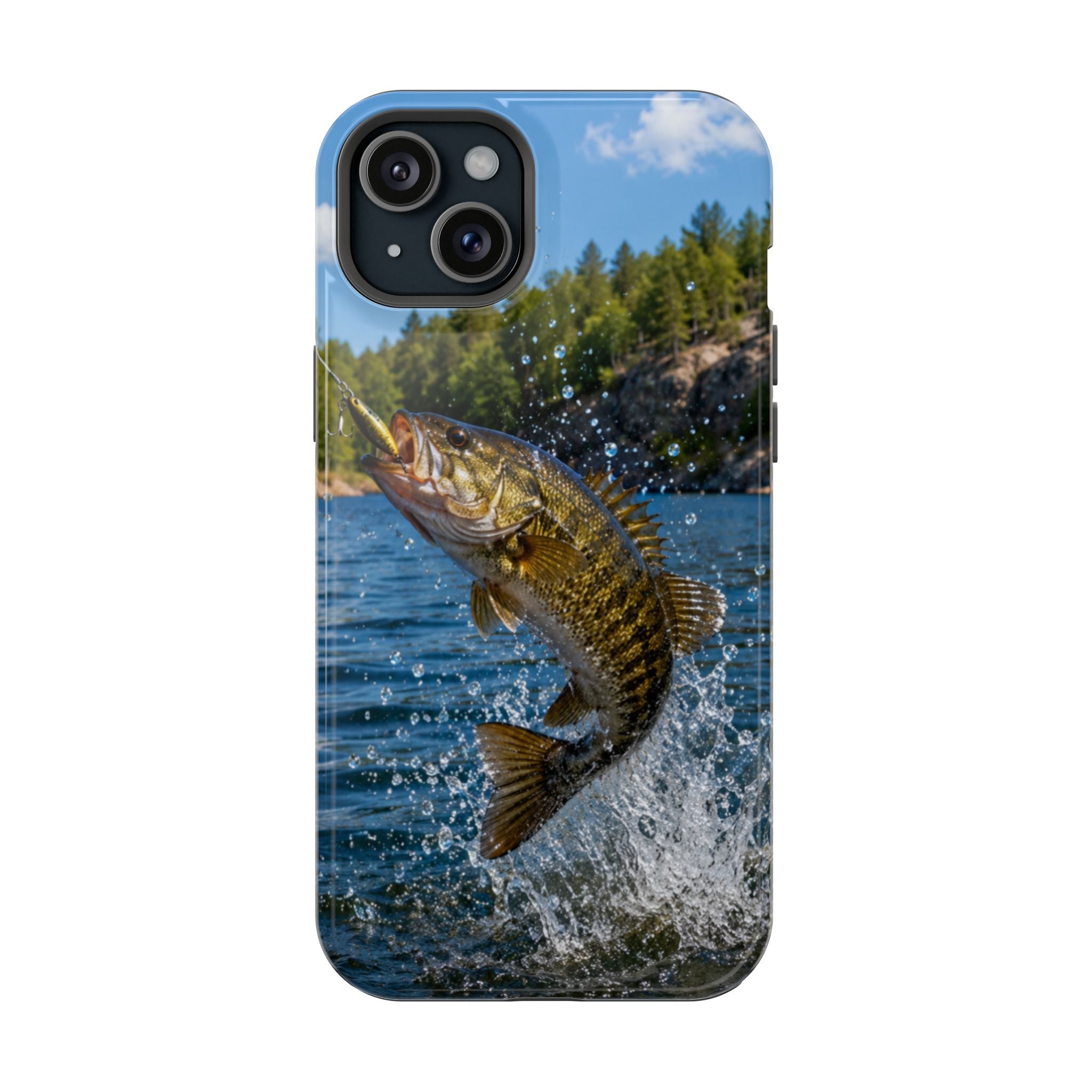 Smallmouth Bass Fishing Fish Phone Case MagSafe Compatible for iPhone & Samsung Galaxy | Bass Fisherman Gift | Dual Layer Tough Case