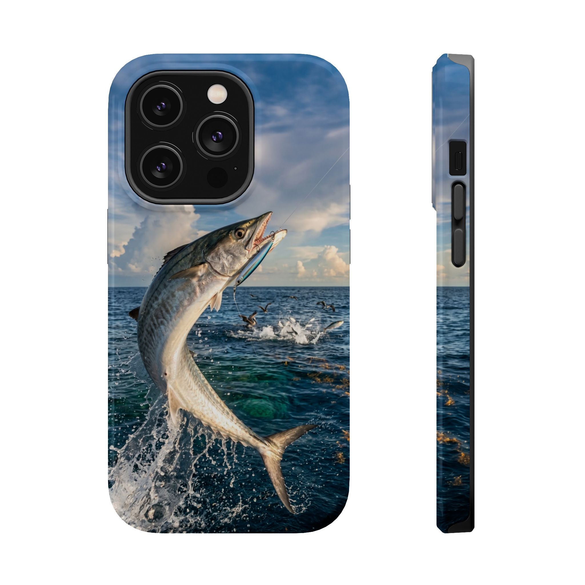 Kingfish King Mackerel Fishing Phone Case MagSafe Compatible for iPhone & Samsung Galaxy | Fisherman Gift | Dual Layer Tough Case