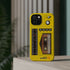 Retro Cassette AM FM Radio iPhone Case, Vintage Walkman Style Phone Case, MagSafe Dual Layer Protective Case Sport Yellow