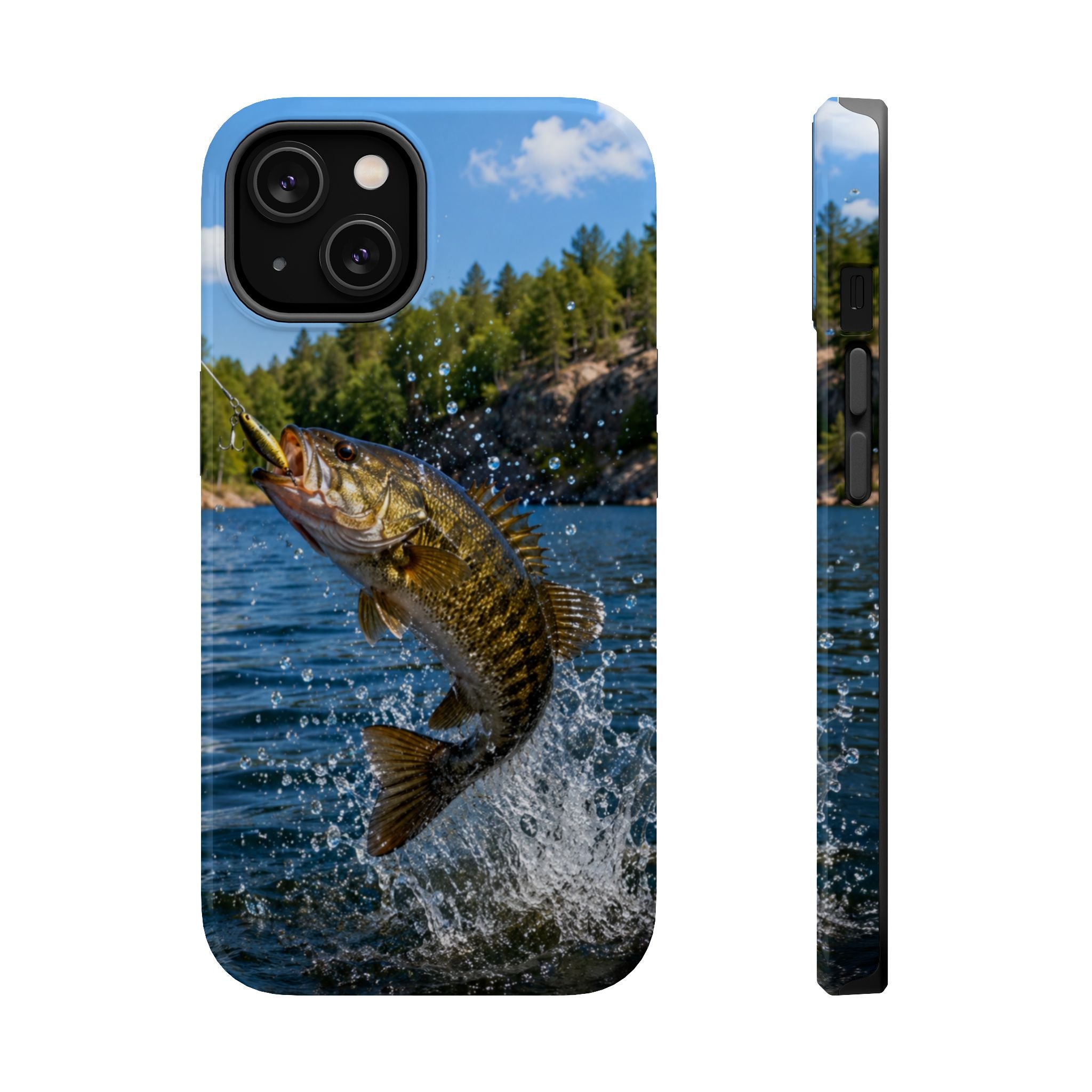 Smallmouth Bass Fishing Fish Phone Case MagSafe Compatible for iPhone & Samsung Galaxy | Bass Fisherman Gift | Dual Layer Tough Case
