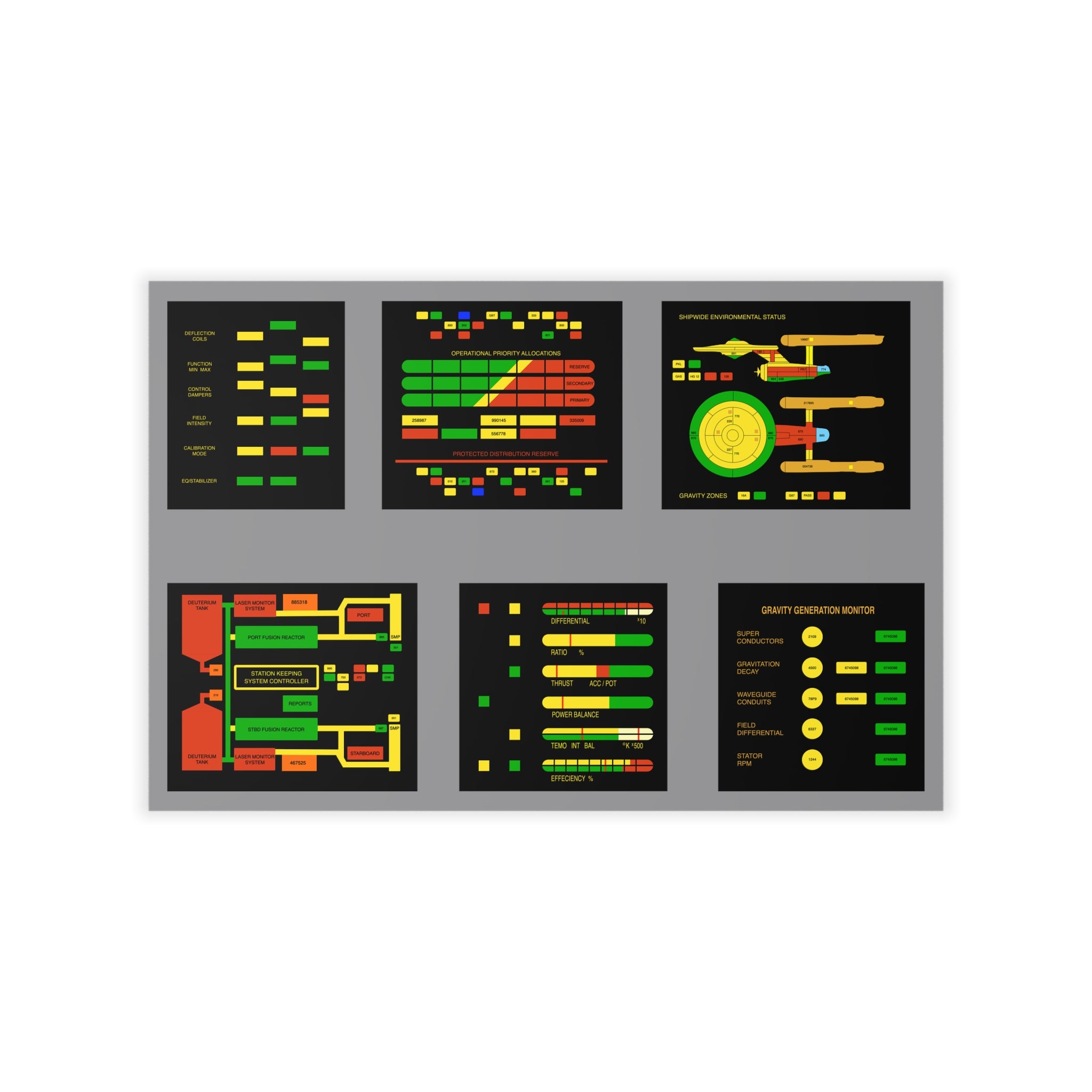 TOS Enterprise Scale Engineering Bridge Displays Wall Decal Prop Set 2 ...