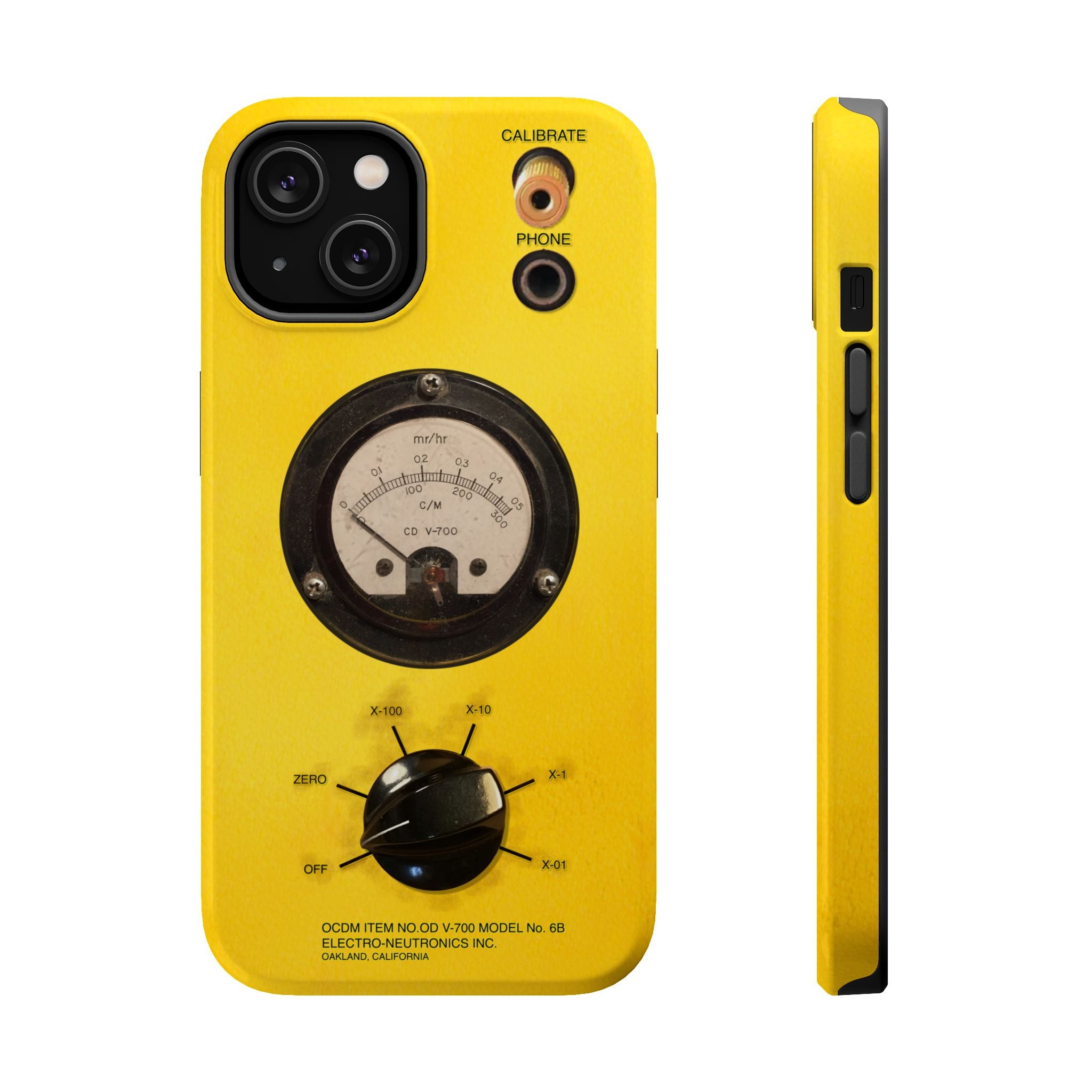 Geiger Counter Look iPhone Case 17 16 15 14 13 MagSafe Compatible Impact-Resistant Phone