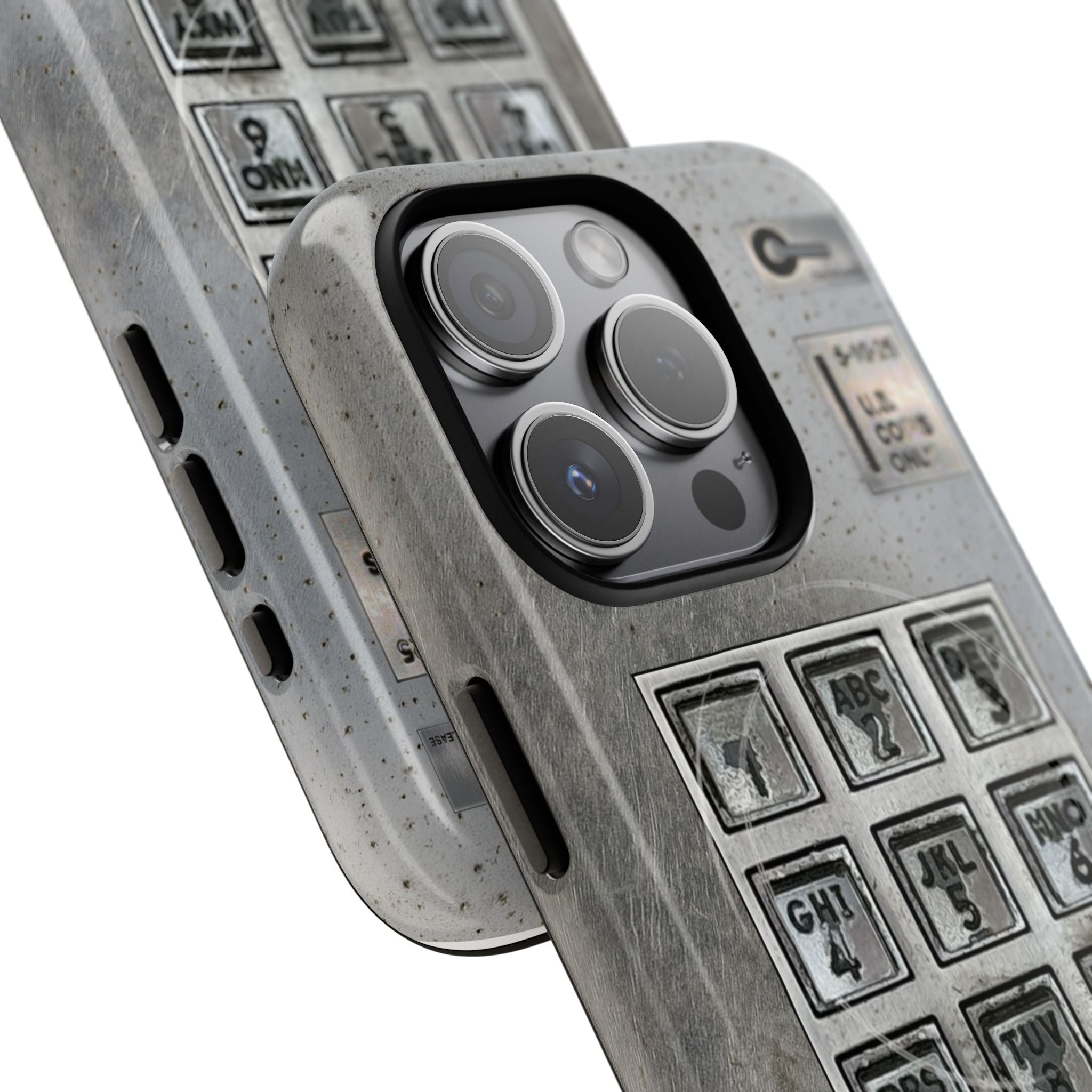 Payphone Retro Tech MagSafe iPhone Case 17 16 15 14 Pro Max Plus TouchTone Pay Phone Distressed 2 Layers of Protection Flat Art