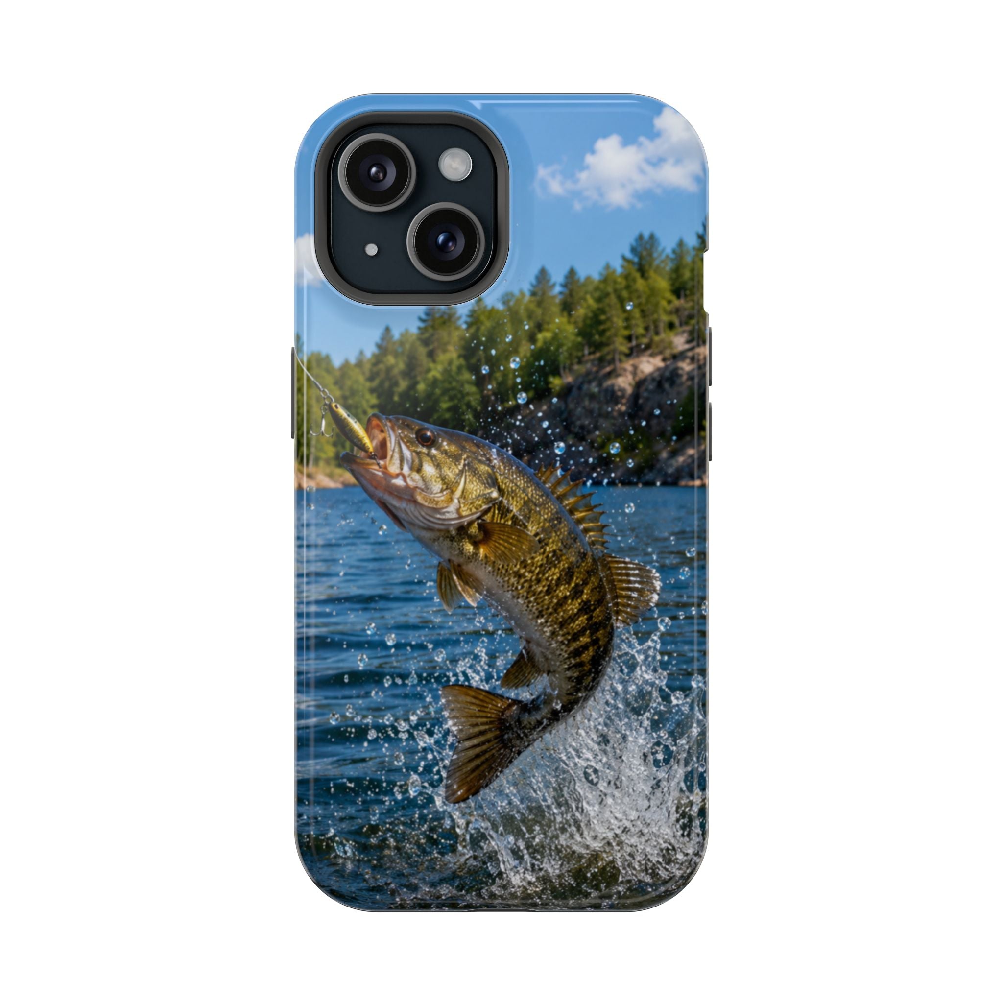 Smallmouth Bass Fishing Fish Phone Case MagSafe Compatible for iPhone & Samsung Galaxy | Bass Fisherman Gift | Dual Layer Tough Case