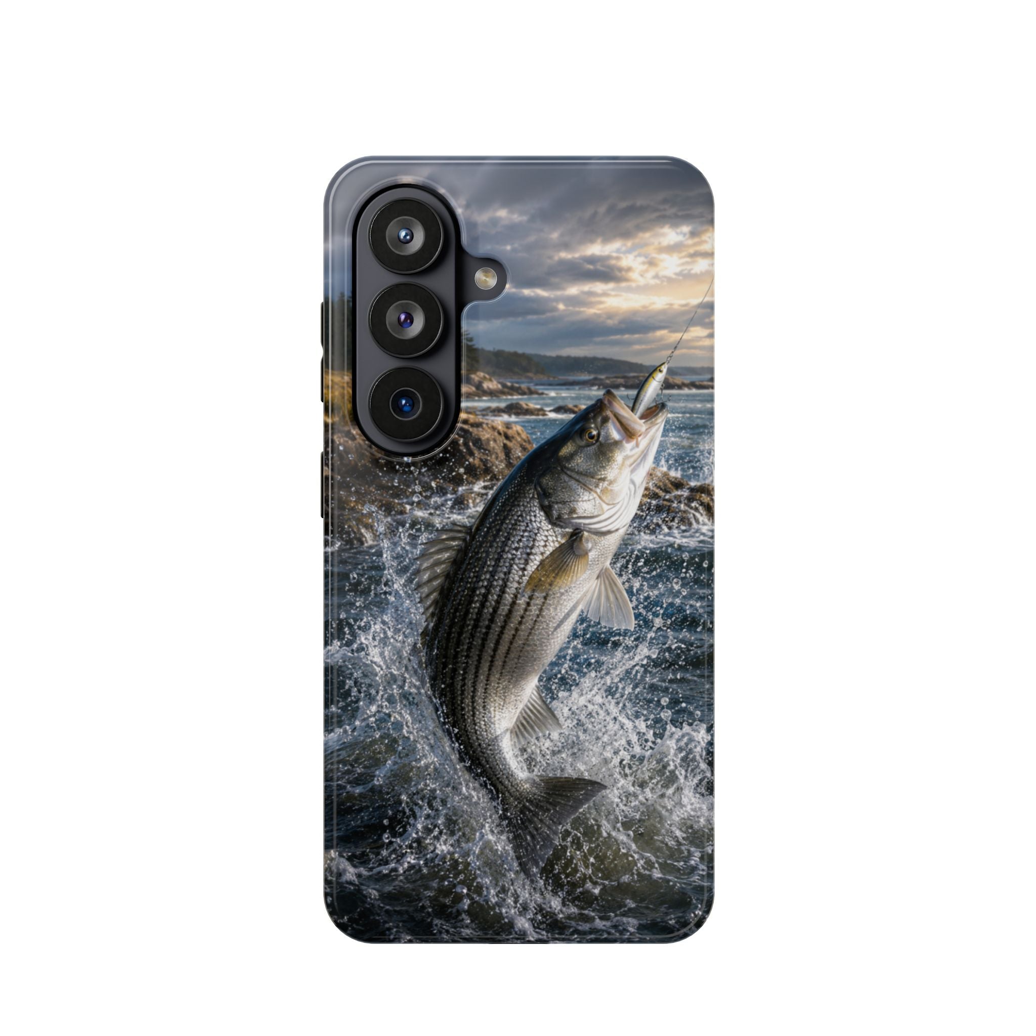 Striped Bass Fishing Fish Phone Case MagSafe Compatible for iPhone & Samsung Galaxy | Striper Fisherman Gift | Dual Layer Tough Case