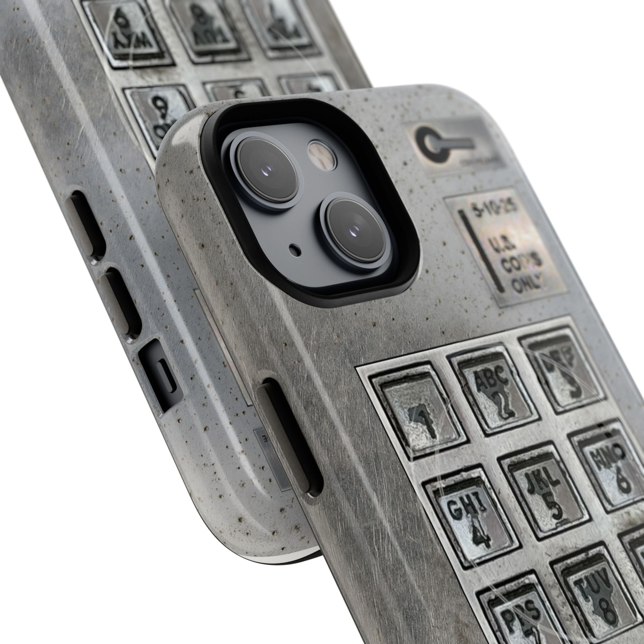 Payphone Retro Tech MagSafe iPhone Case 17 16 15 14 Pro Max Plus TouchTone Pay Phone Distressed 2 Layers of Protection Flat Art