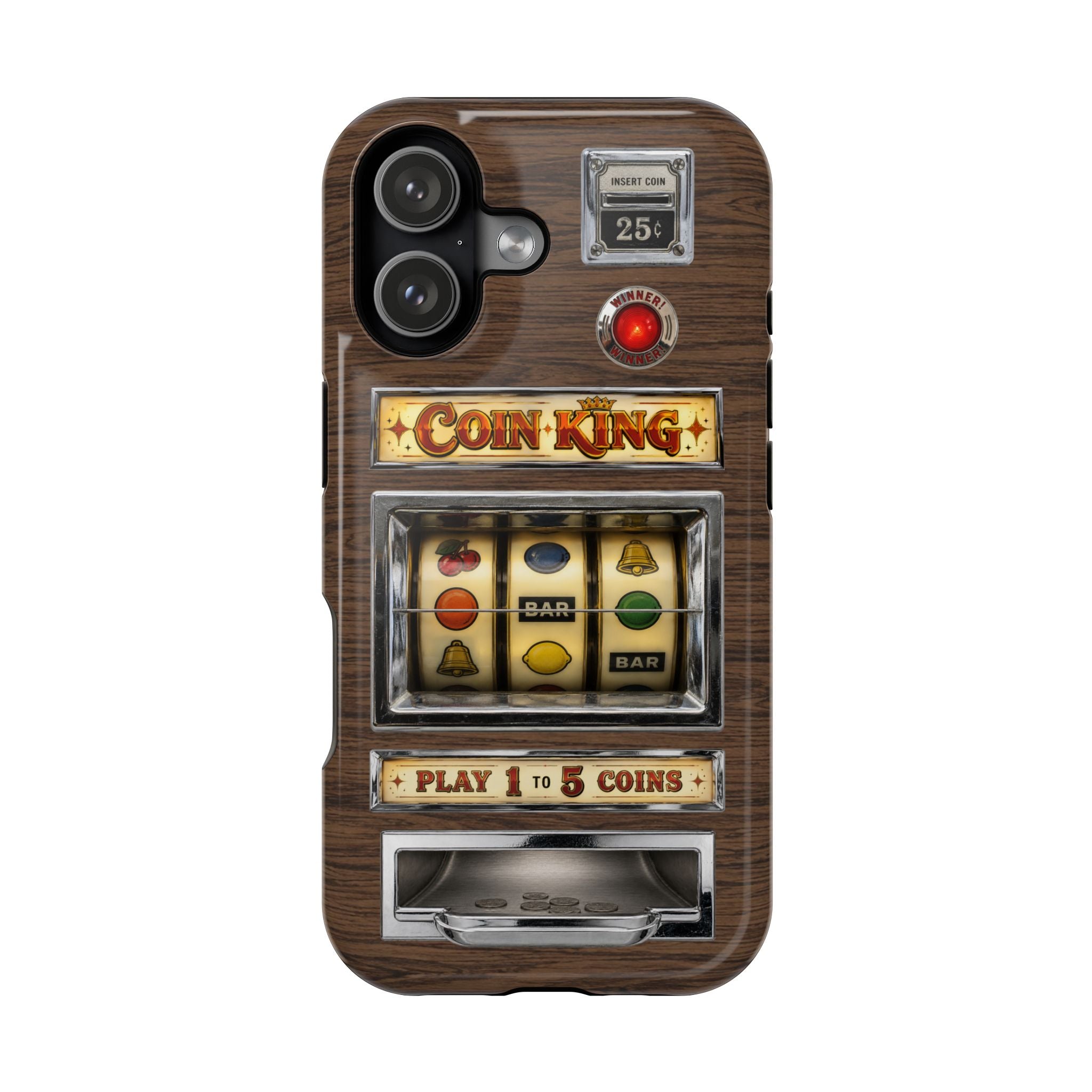 Vintage Slot Machine Phone Case, MagSafe Compatible, Retro Mechanical Casino Tech, Gambler Gift - Duel Layer Impact Protection