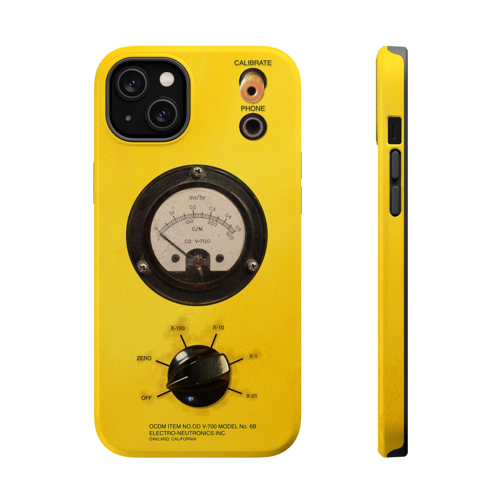 Geiger Counter Look iPhone Case 17 16 15 14 13 MagSafe Compatible Impact-Resistant Phone