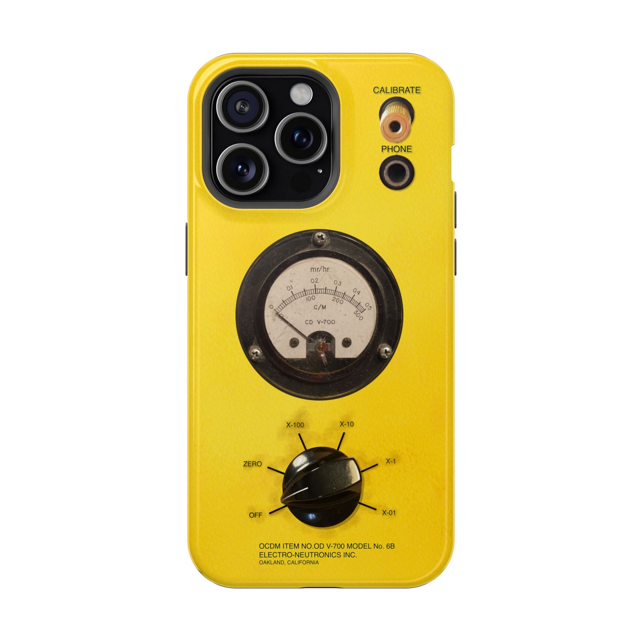 Geiger Counter Look iPhone Case 17 16 15 14 13 MagSafe Compatible Impact-Resistant Phone