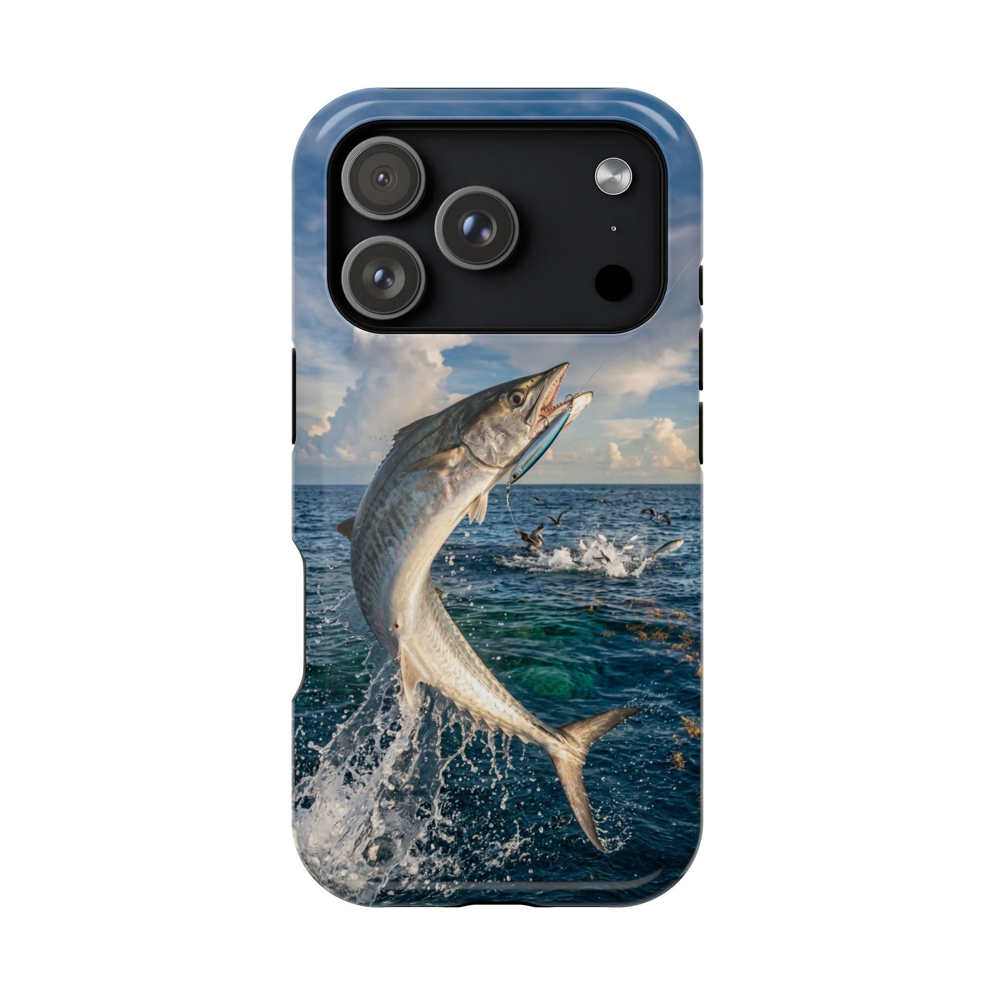 Kingfish King Mackerel Fishing Phone Case MagSafe Compatible for iPhone & Samsung Galaxy | Fisherman Gift | Dual Layer Tough Case
