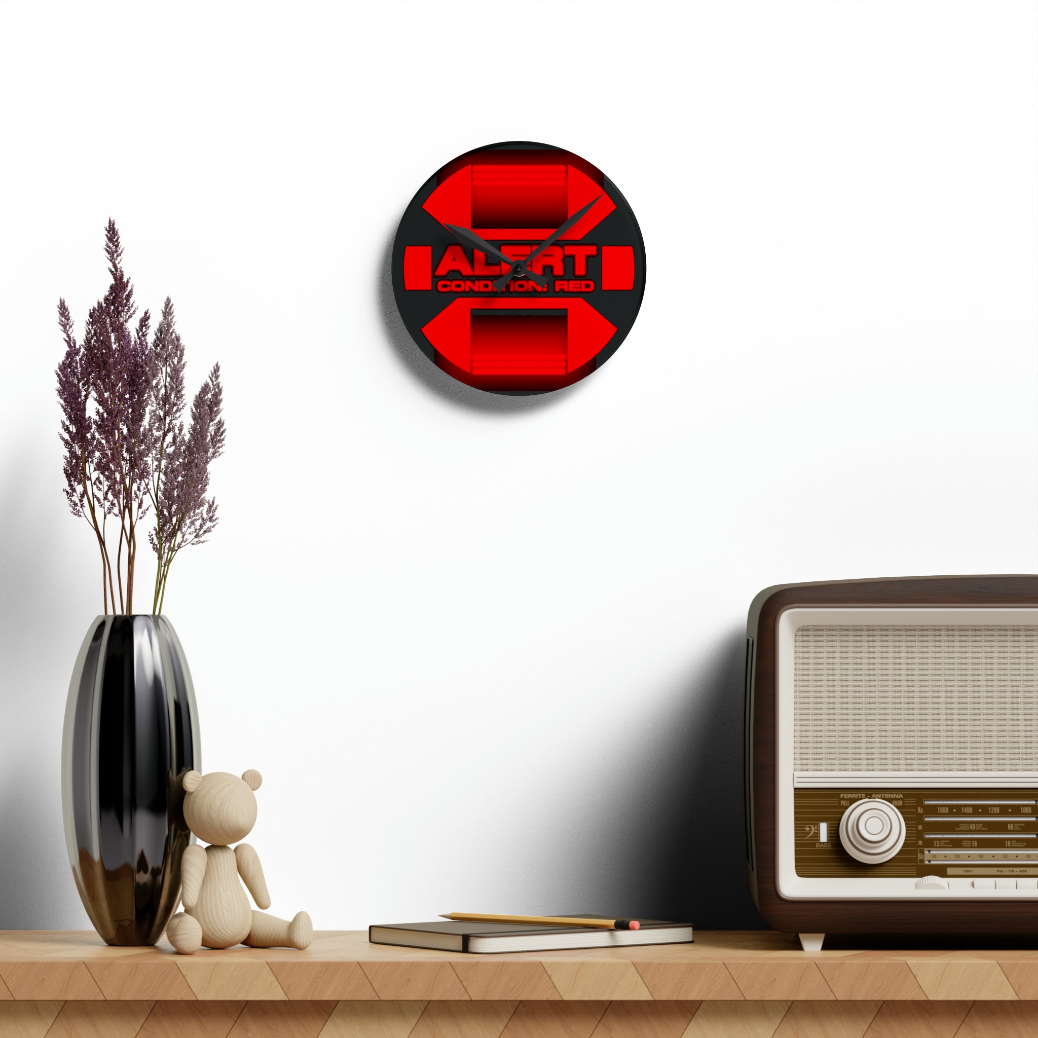 Red Alert Acrylic Wall Clock