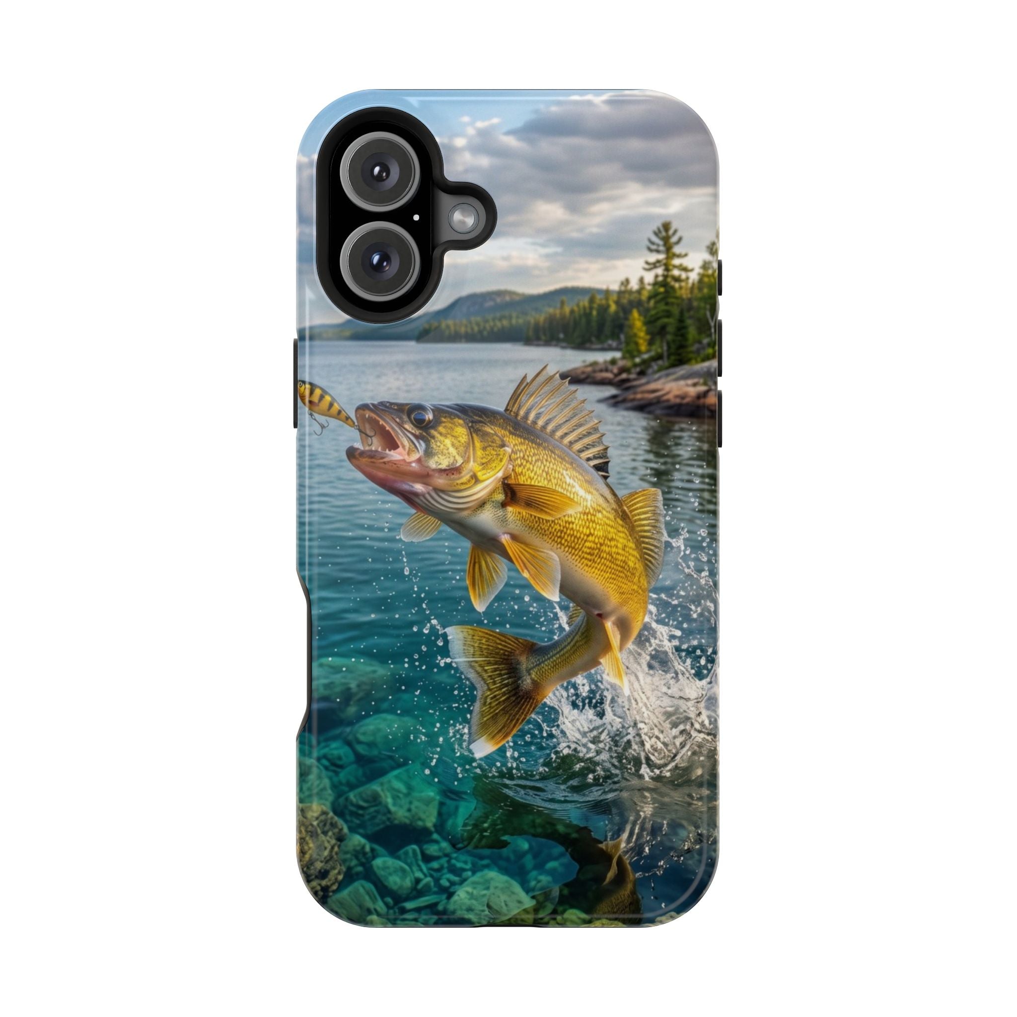 Walleye Fishing Fish Phone Case MagSafe Compatible for iPhone & Samsung Galaxy | Walleye Fisherman Gift | Dual Layer Tough Case