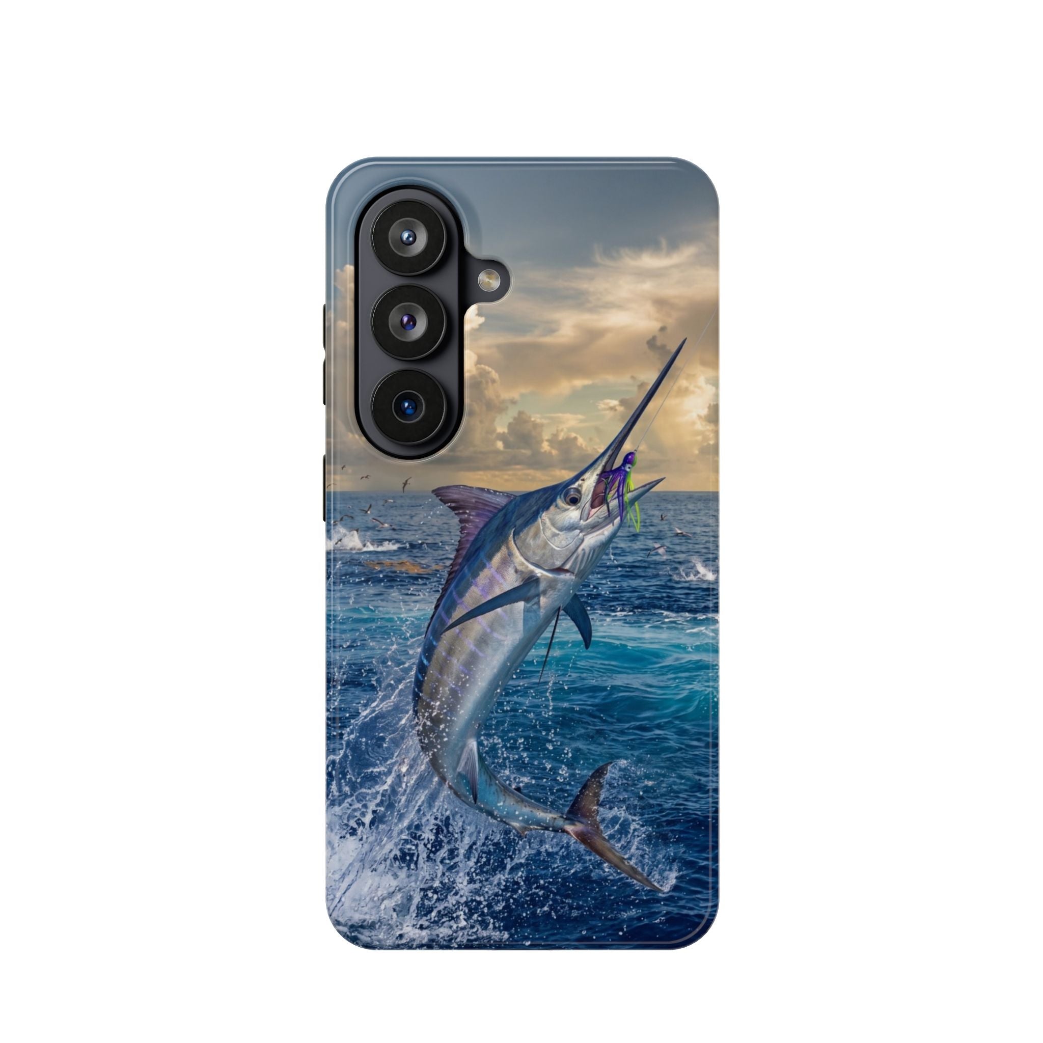 Marlin Fishing Fish Phone Case MagSafe Compatible for iPhone & Samsung Galaxy | Blue Marlin Fisherman Gift | Dual Layer Tough Case