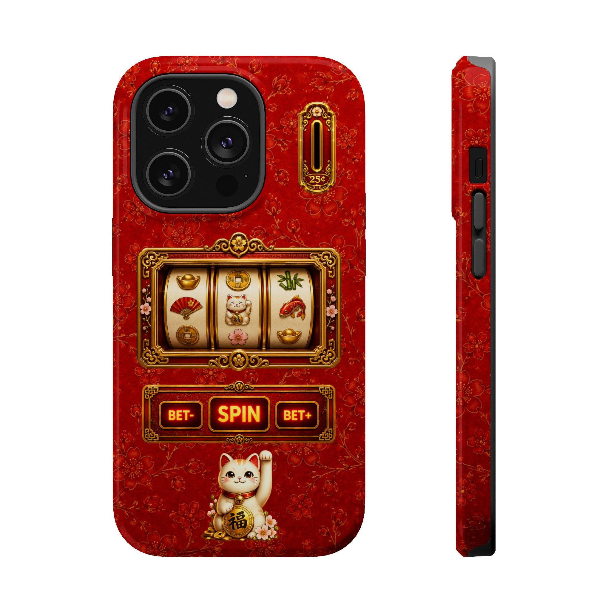 Lucky Cat Slot Machine iPhone Case - MagSafe Compatible - Maneki Neko