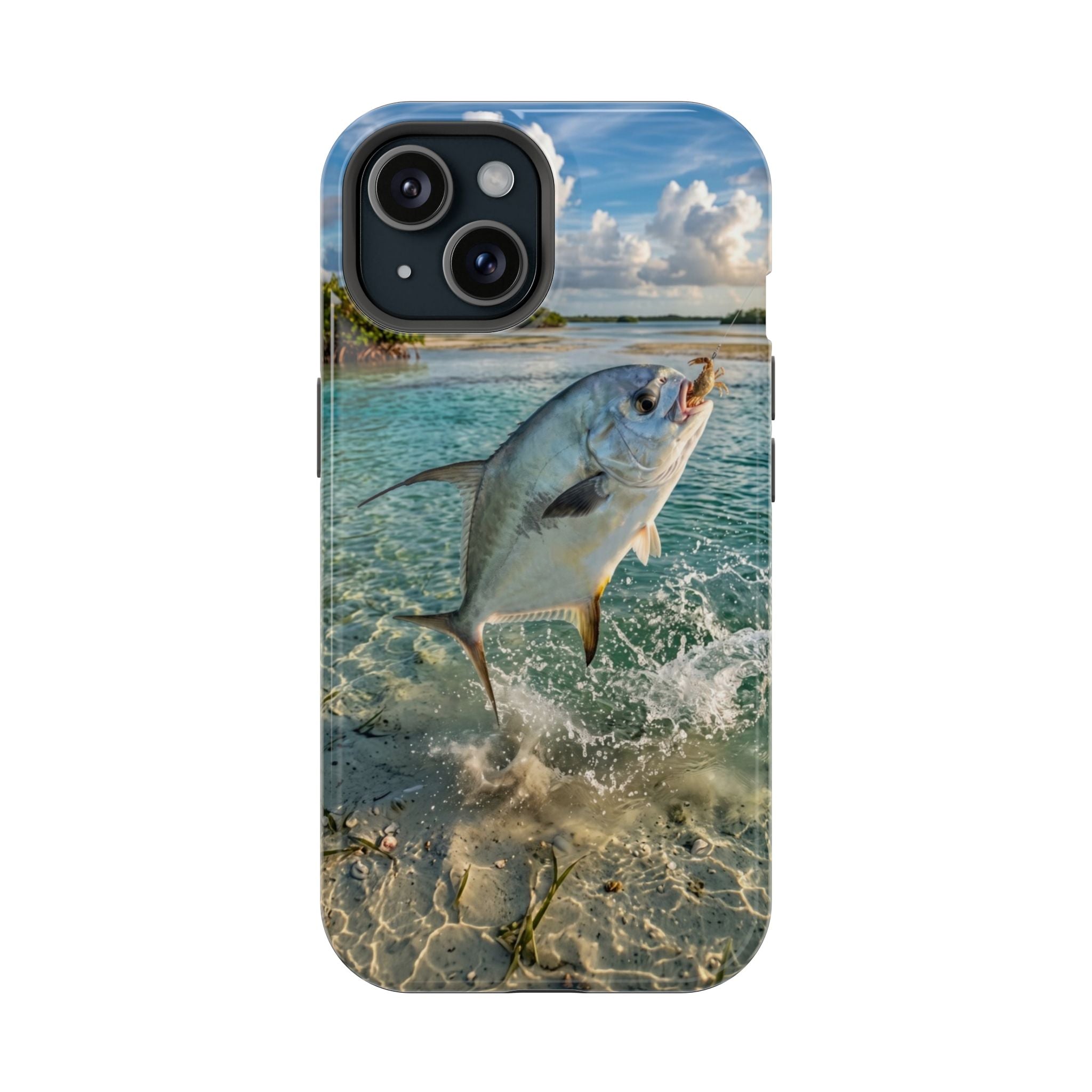 Permit Fish Fishing Phone Case MagSafe Compatible for iPhone & Samsung Galaxy | Flats Fishing Gift | Dual Layer Tough Case
