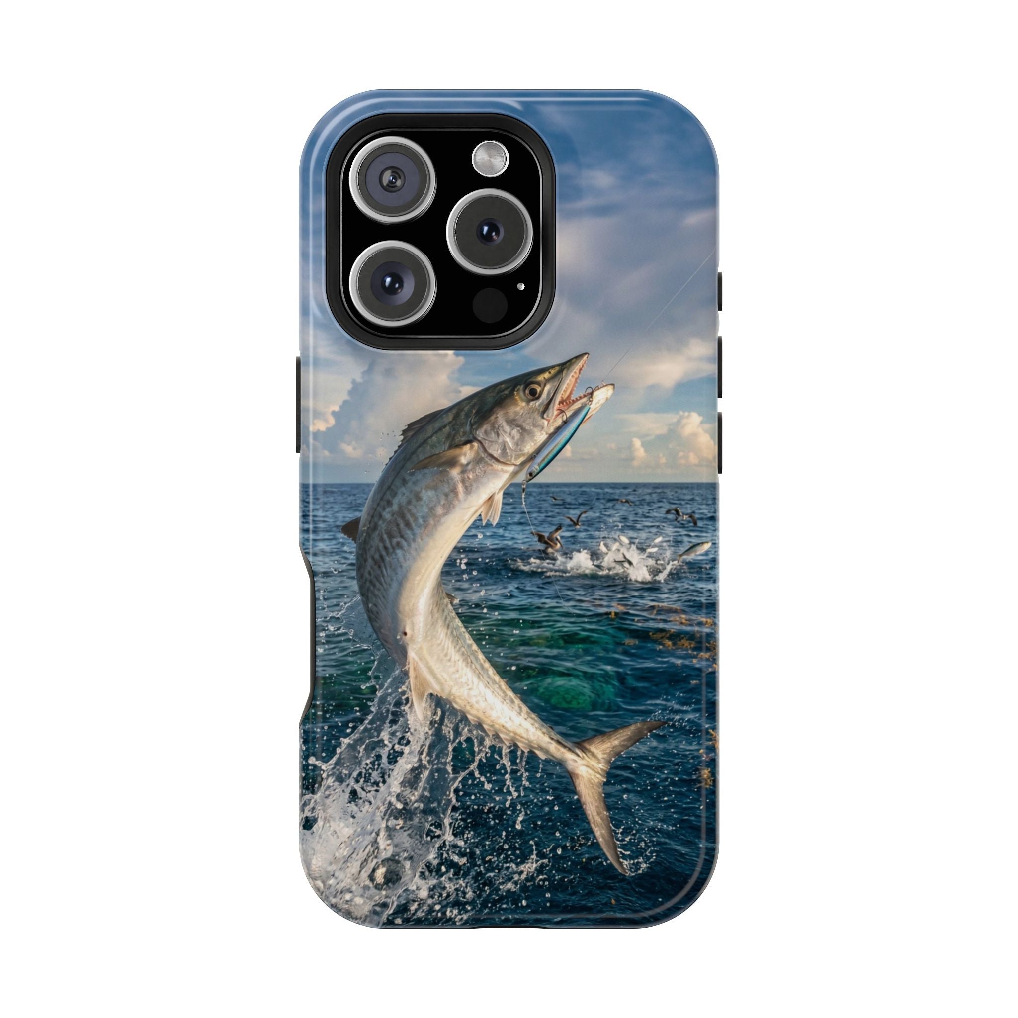 Kingfish King Mackerel Fishing Phone Case MagSafe Compatible for iPhone & Samsung Galaxy | Fisherman Gift | Dual Layer Tough Case