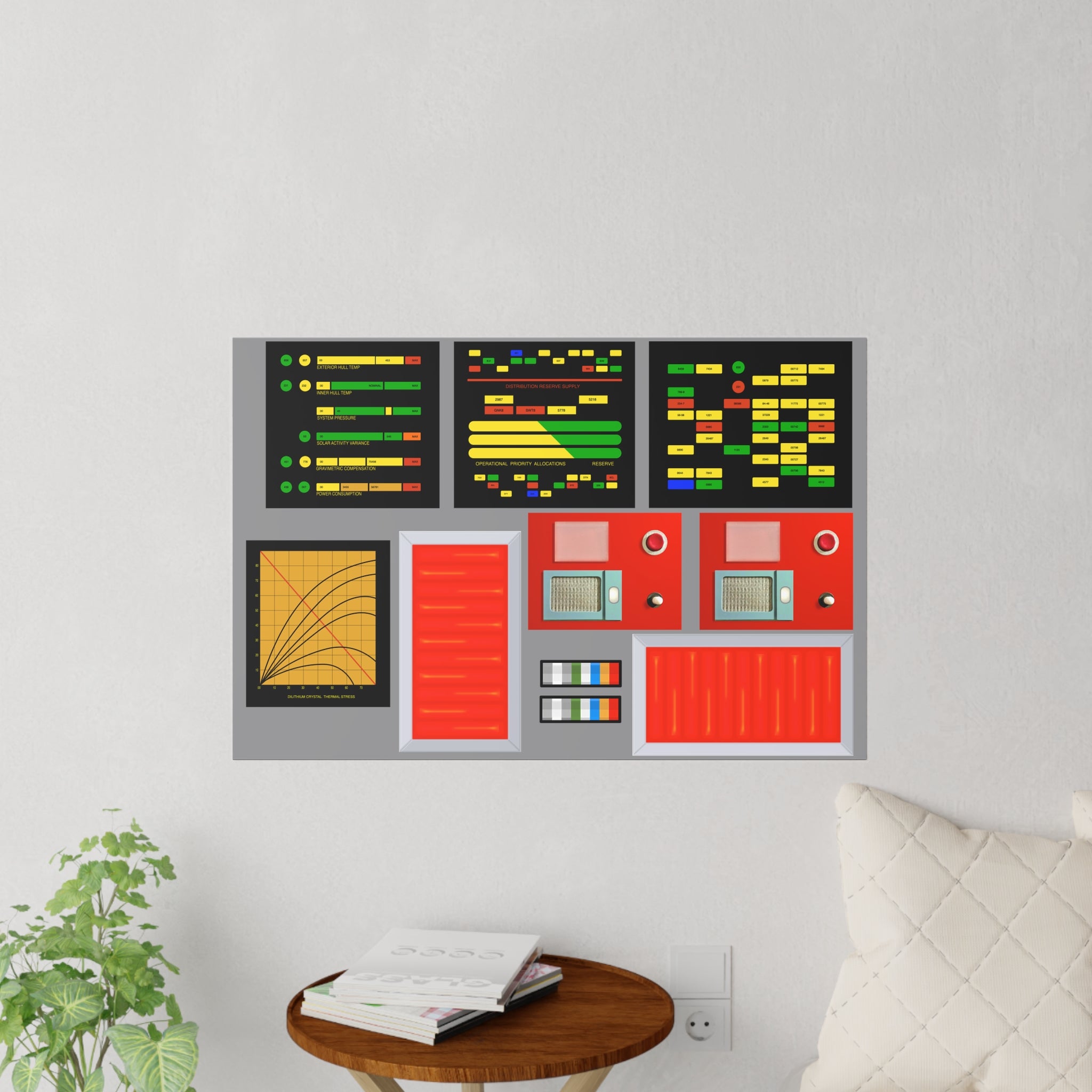 TOS Enterprise Scale Engineering Bridge Displays Wall Decal Prop Set 4 LCARS