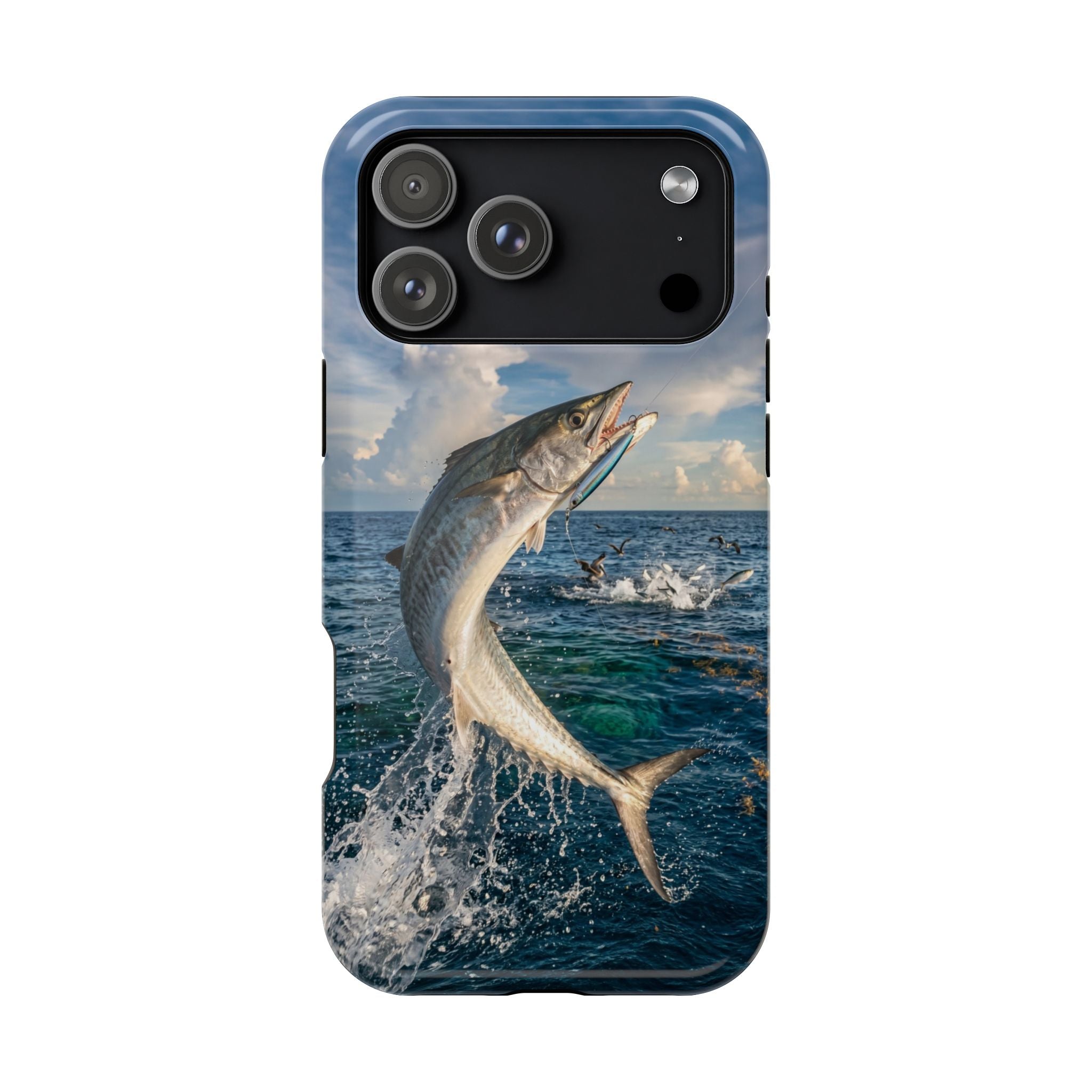 Kingfish King Mackerel Fishing Phone Case MagSafe Compatible for iPhone & Samsung Galaxy | Fisherman Gift | Dual Layer Tough Case