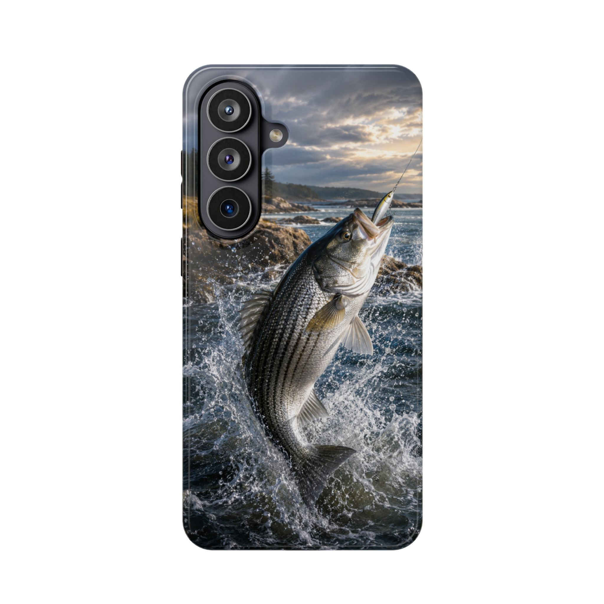 Striped Bass Fishing Fish Phone Case MagSafe Compatible for iPhone & Samsung Galaxy | Striper Fisherman Gift | Dual Layer Tough Case