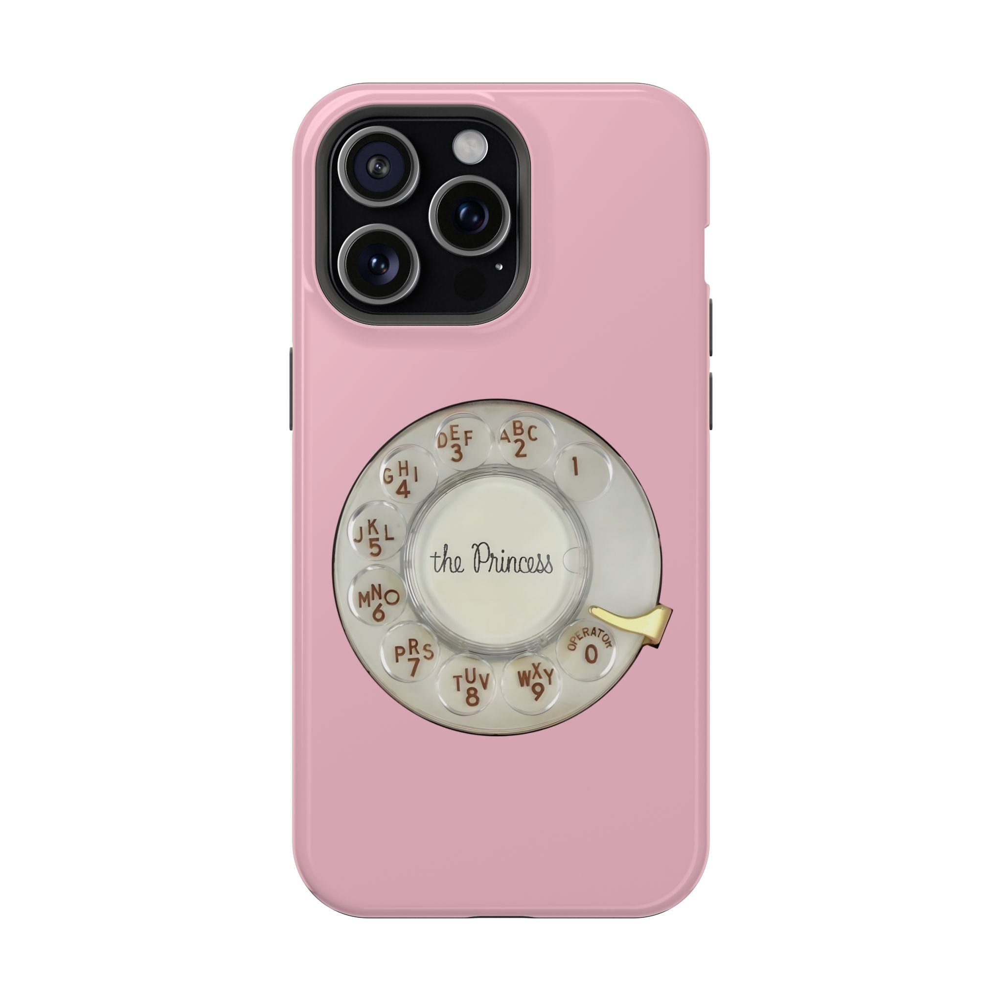 Retro Pink Princess Phone Look MagSafe Compatible iPhone Case Rotary Dial Nostalgia