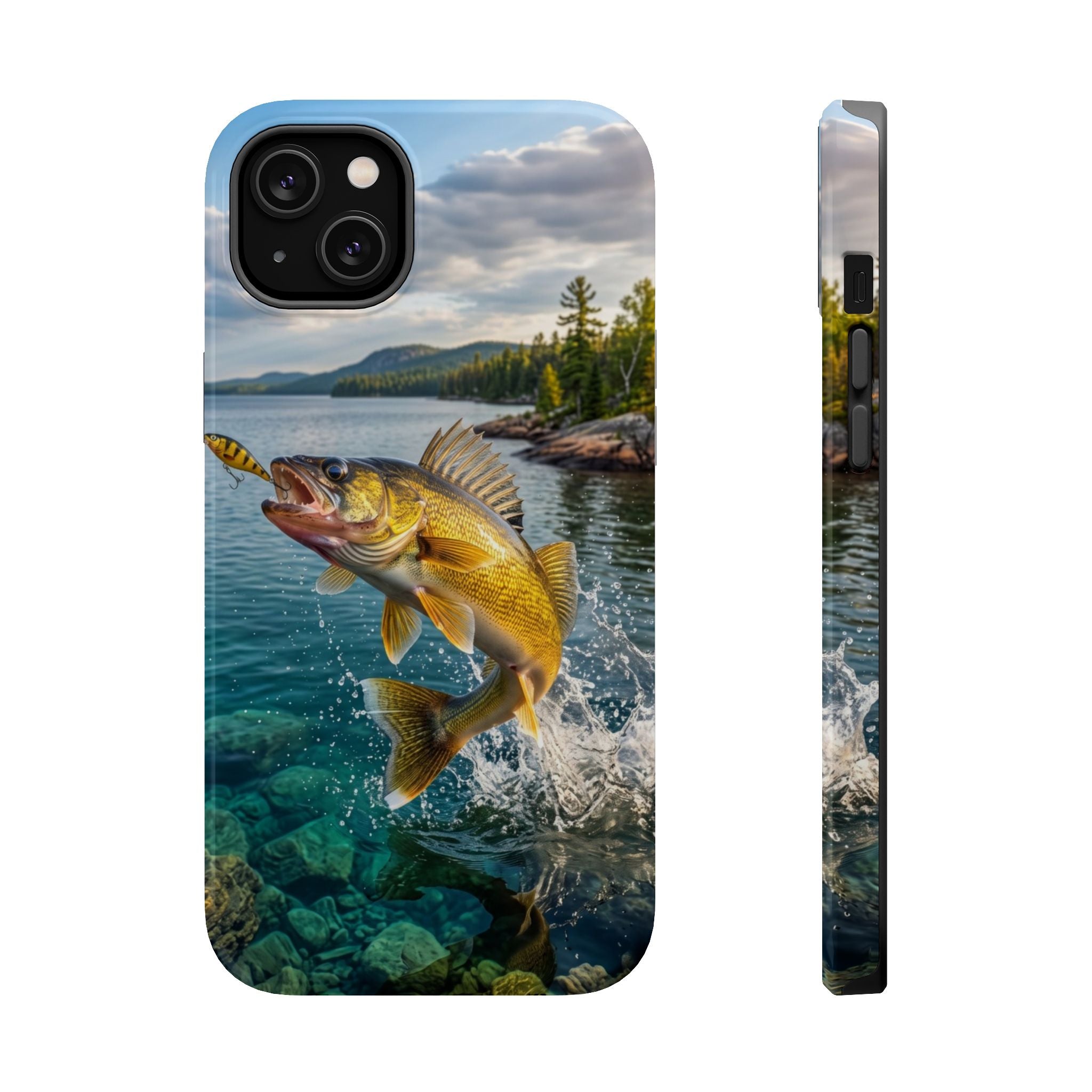 Walleye Fishing Fish Phone Case MagSafe Compatible for iPhone & Samsung Galaxy | Walleye Fisherman Gift | Dual Layer Tough Case
