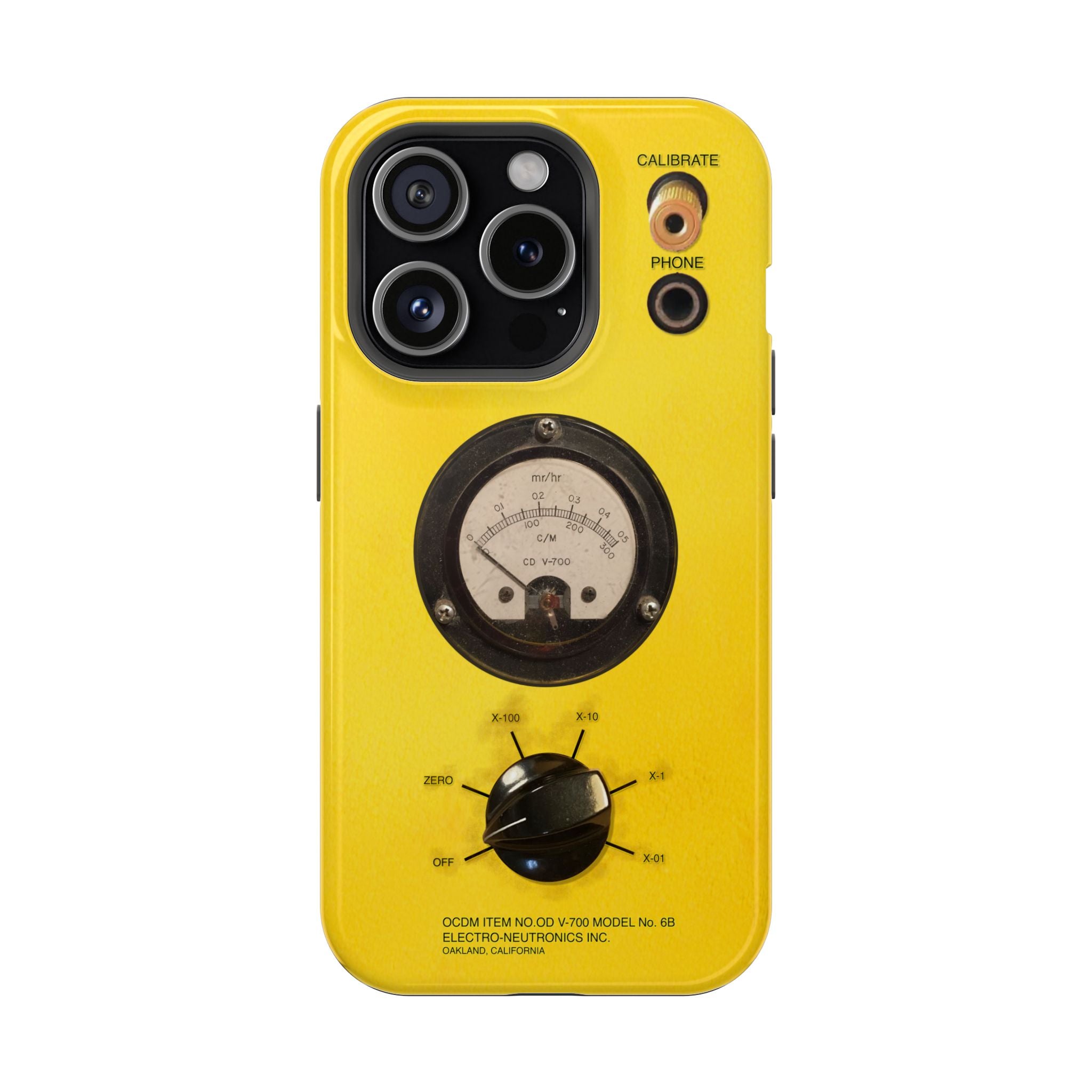 Geiger Counter Look iPhone Case 17 16 15 14 13 MagSafe Compatible Impact-Resistant Phone