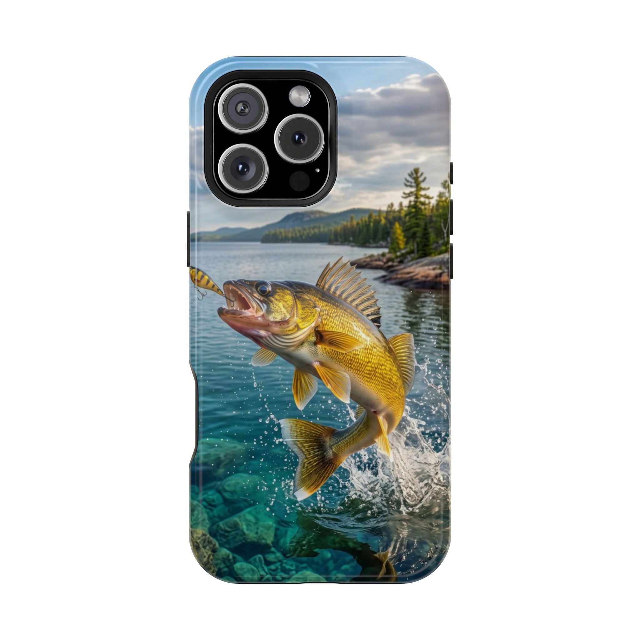 Walleye Fishing Fish Phone Case MagSafe Compatible for iPhone & Samsung Galaxy | Walleye Fisherman Gift | Dual Layer Tough Case