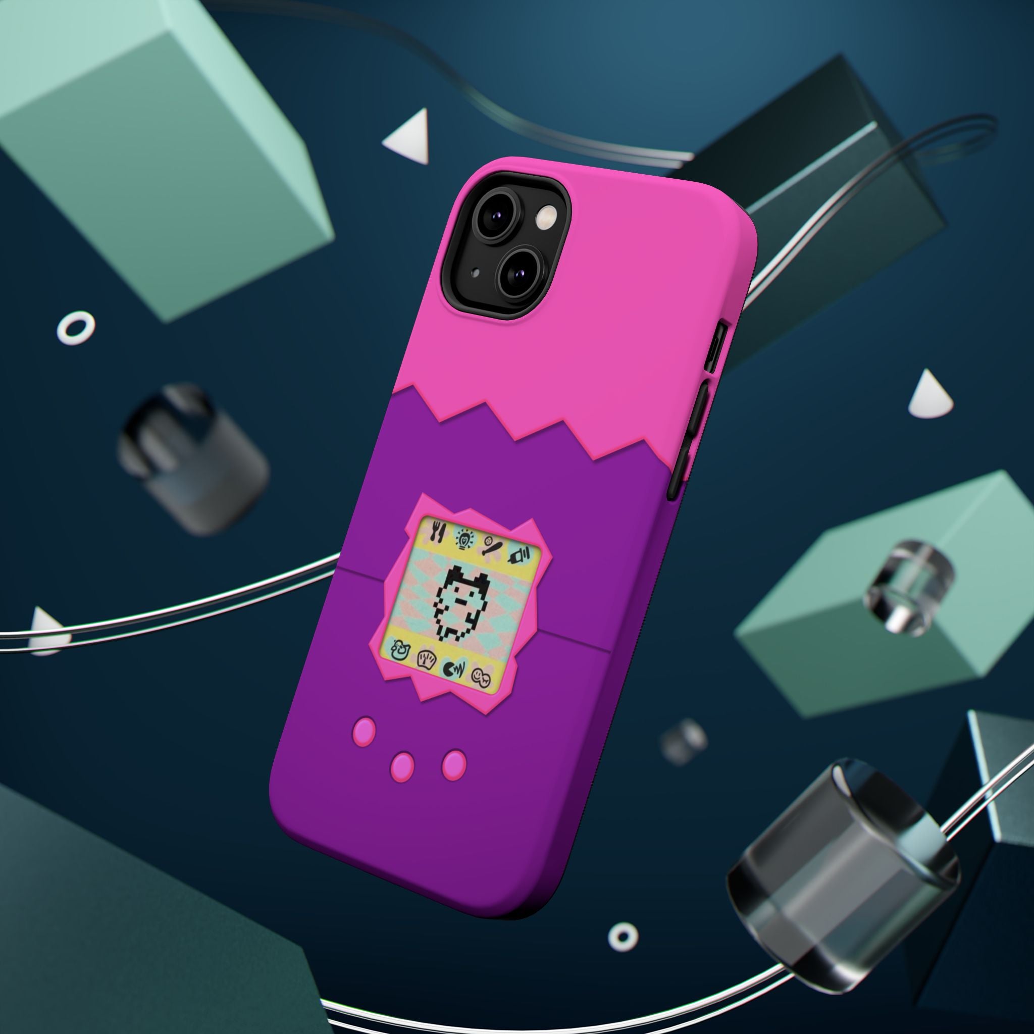 Virtual Pet Magnetic iPhone MagSafe Compatible Impact-Resistant Case Retro 90s