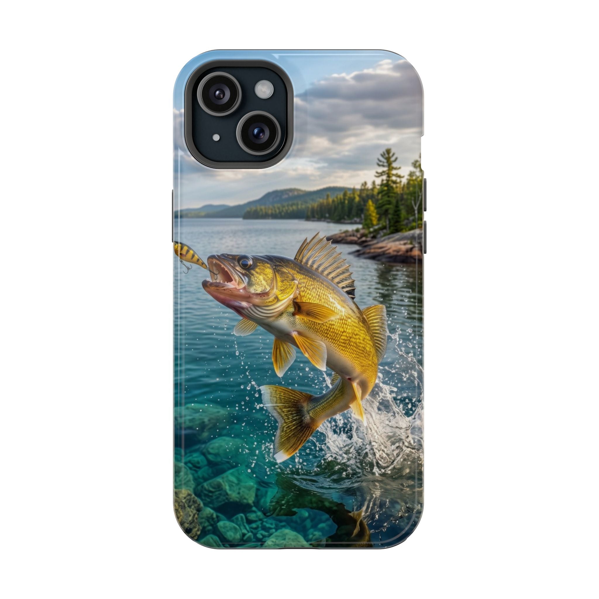 Walleye Fishing Fish Phone Case MagSafe Compatible for iPhone & Samsung Galaxy | Walleye Fisherman Gift | Dual Layer Tough Case