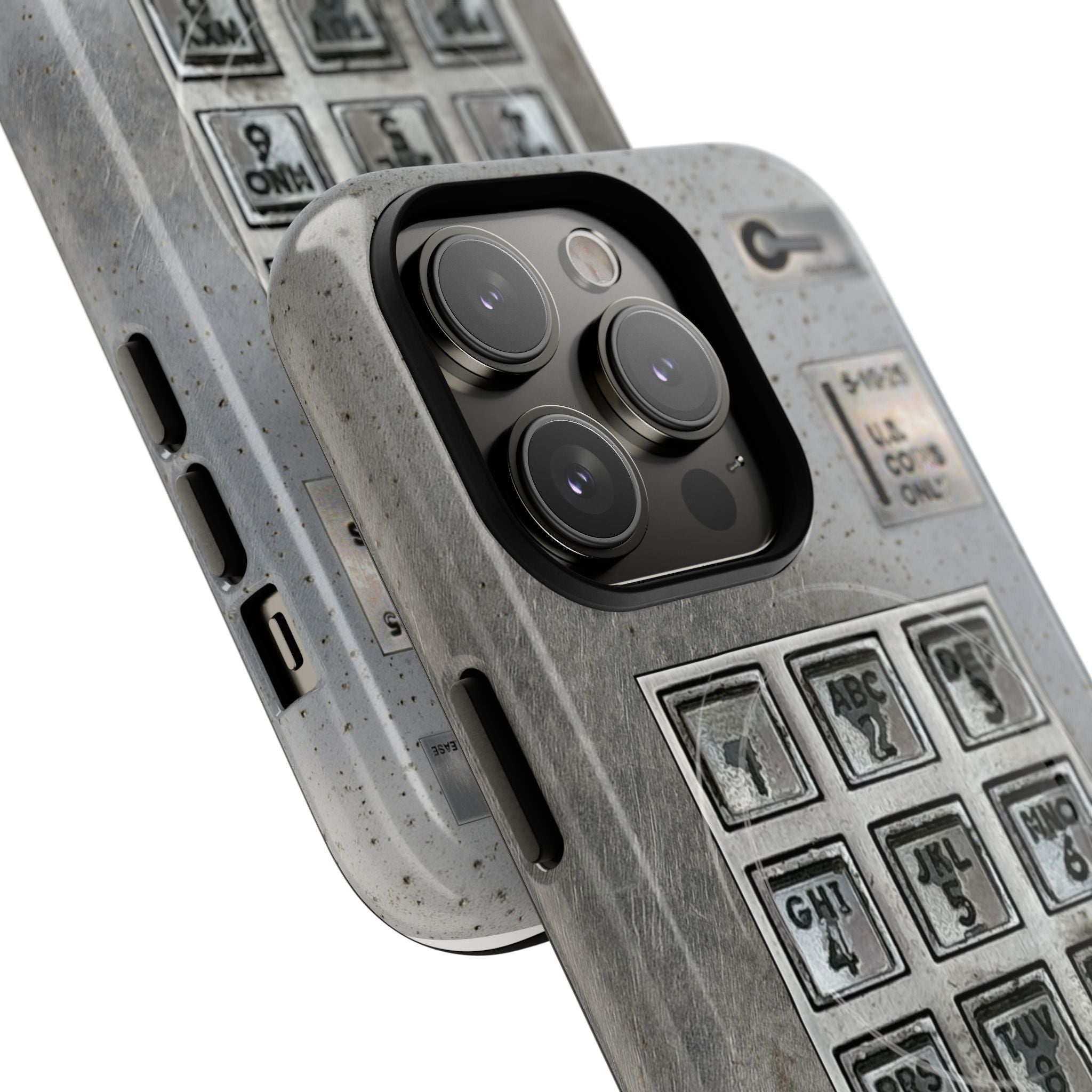 Payphone Retro Tech MagSafe iPhone Case 17 16 15 14 Pro Max Plus TouchTone Pay Phone Distressed 2 Layers of Protection Flat Art