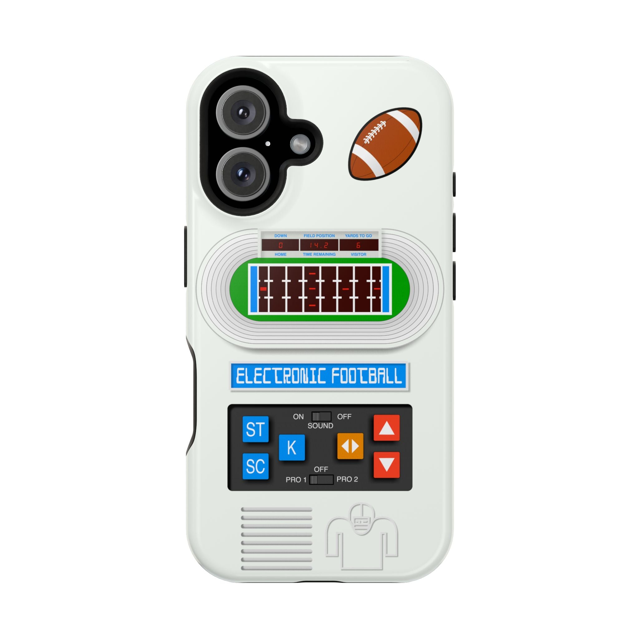 Retro Electronic Football Game Case for iPhone - Handheld Pocket LED Vintage Look - Tech Gift 17 16 15 14 13 Max Plus - MagSafe Compatible