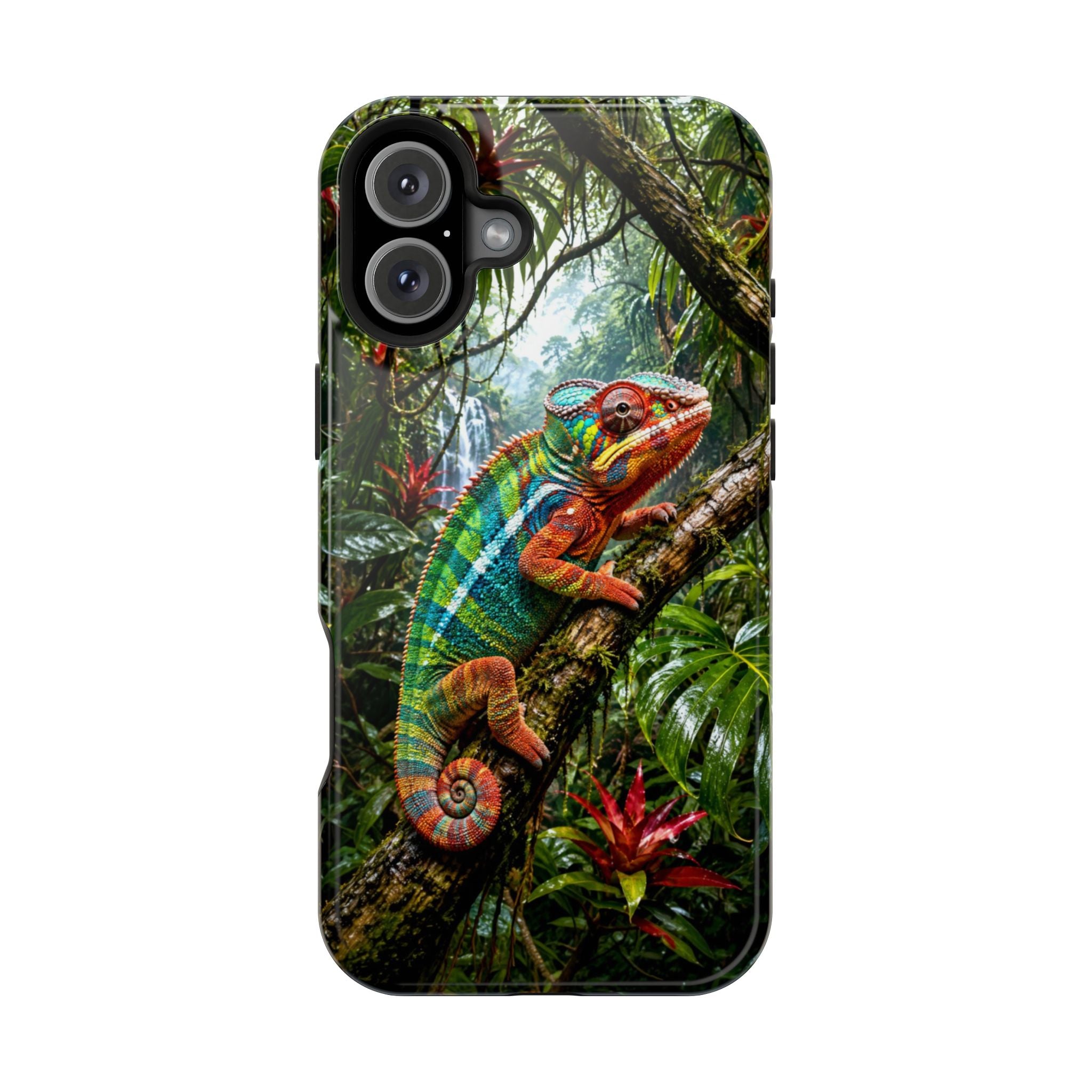 Panther Chameleon Phone Case, MagSafe iPhone 14-17 & Samsung Galaxy S26 Case, Colorful Reptile Rainforest Wildlife Gift