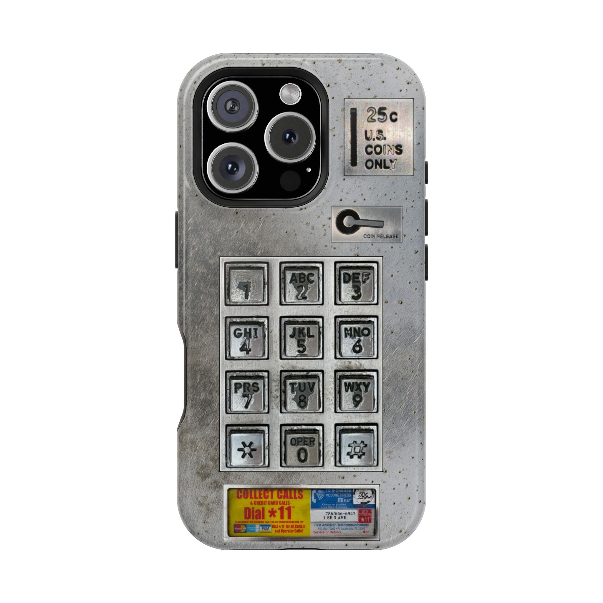 Payphone Retro Tech MagSafe Phone Case For iPhone and Samsung Galaxy 26 - TouchTone Pay Phone Distressed 2 Layers of Protection Flat Art