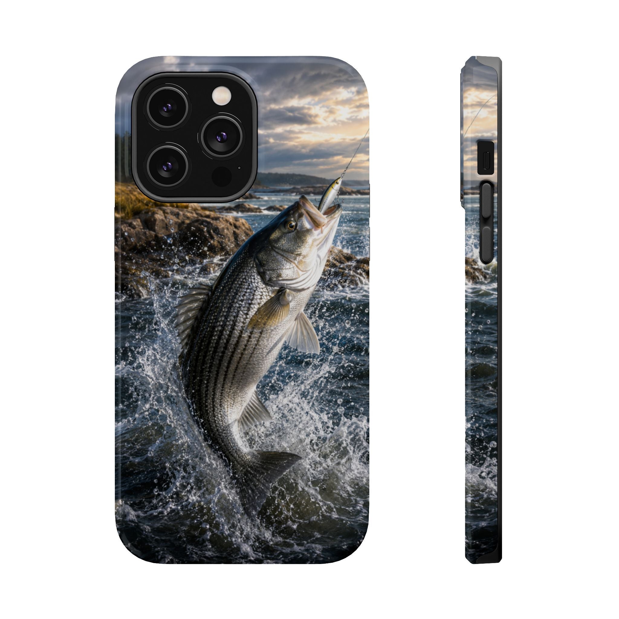 Striped Bass Fishing Fish Phone Case MagSafe Compatible for iPhone & Samsung Galaxy | Striper Fisherman Gift | Dual Layer Tough Case