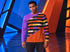 Purple Orange Black Color Block Long Sleeve Shirt, Future Civilian Costume T-Shirt Jake Sisko