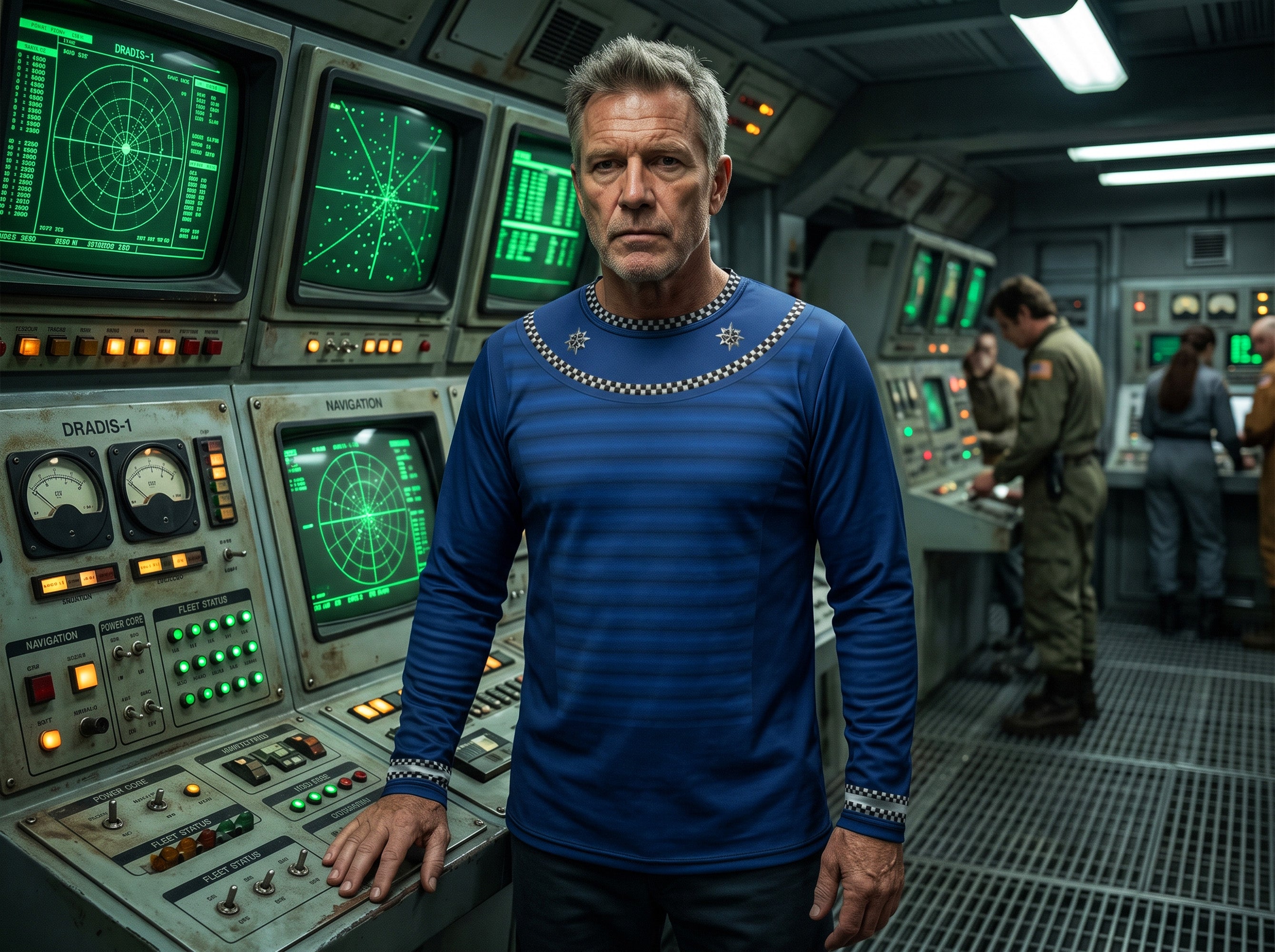 Bridge Officers Blue Uniform Shirt - T-Shirt Costume - Battlestar Galactica