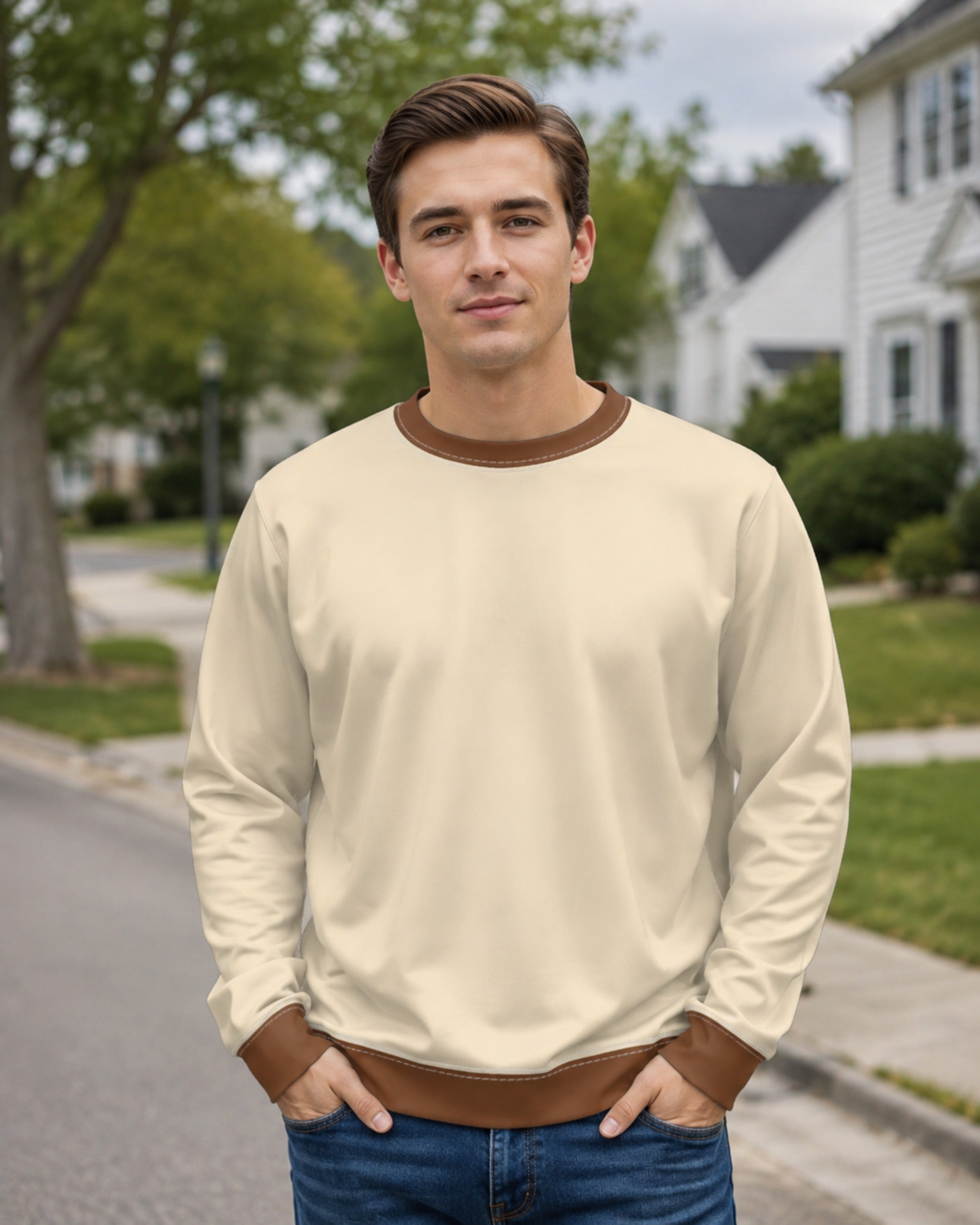 Adult Cream and Brown Costume Shirt Sweatshirt - Gumball