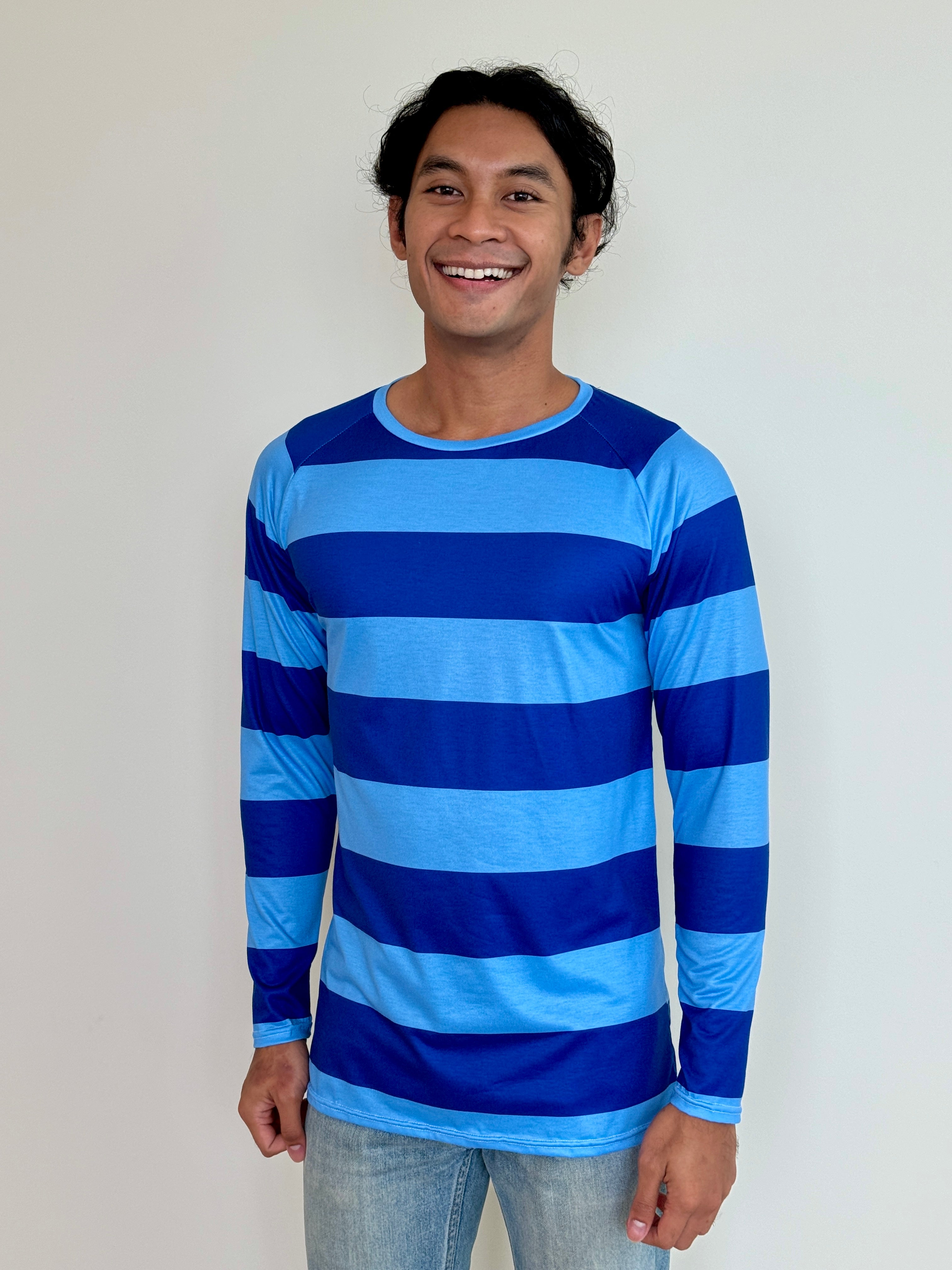 Josh Striped Shirt Dark Blues and Light Blues Costume