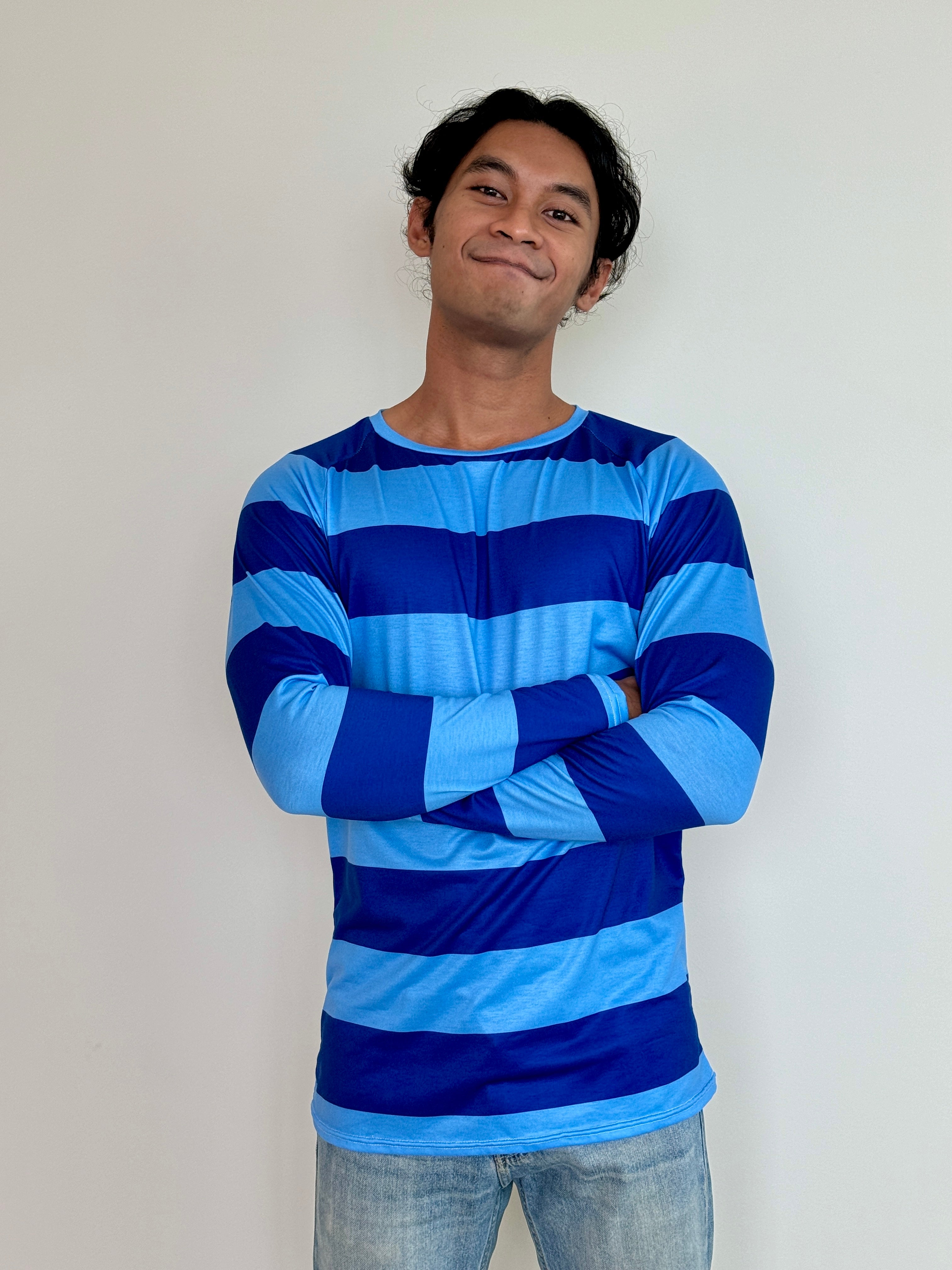 Josh Striped Shirt Dark Blues and Light Blues Costume