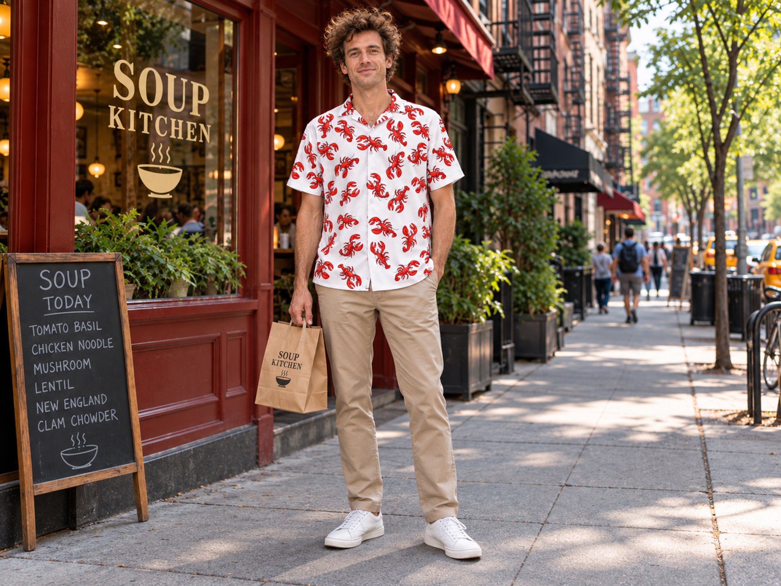 Lobster Shirt Print Hawaiian Cut Costume Kramer - Mid-Century Modern