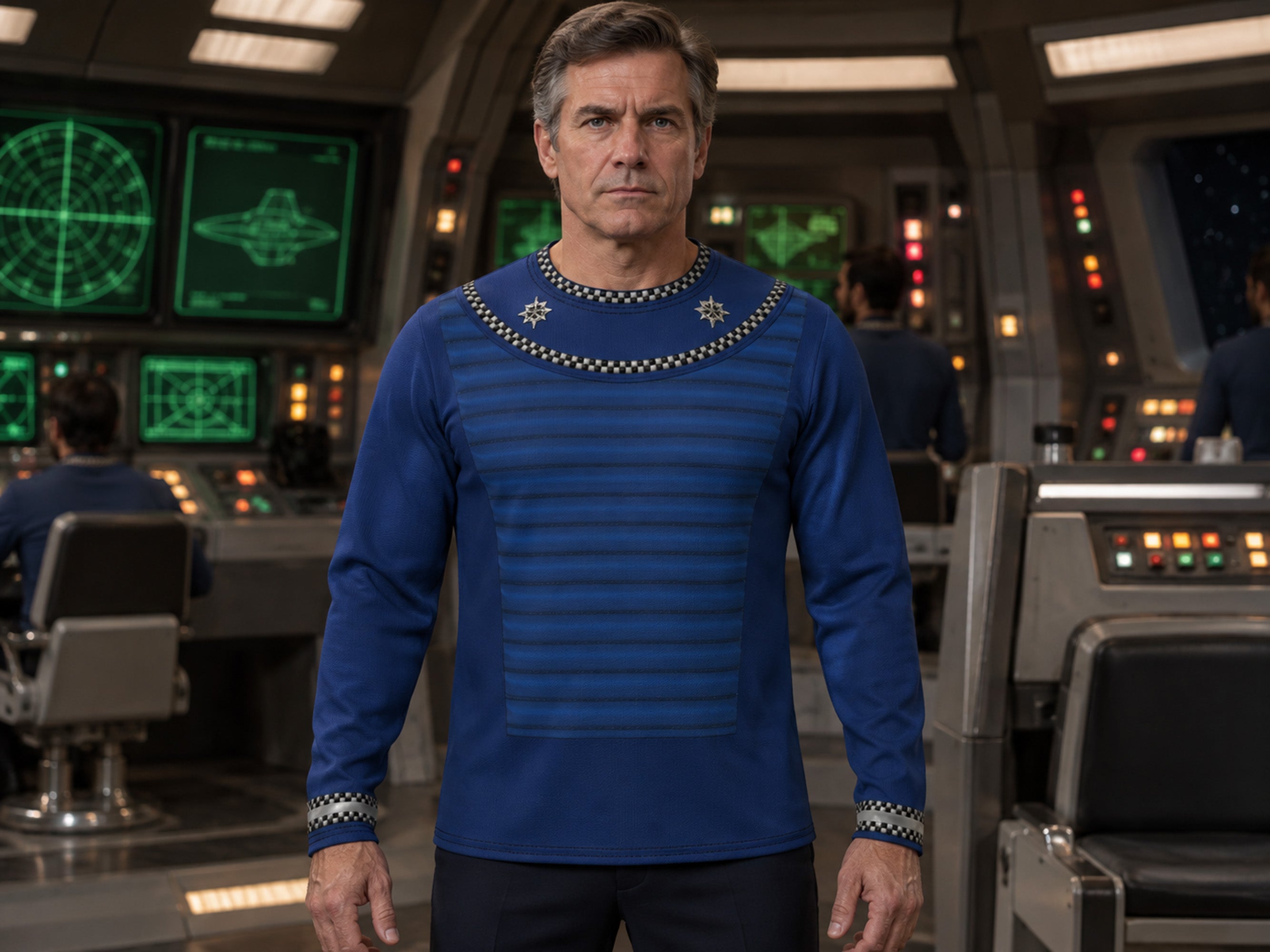 Bridge Officers Blue Uniform Shirt - T-Shirt Costume - Battlestar Galactica