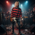 Kurt Cobain Inspired Oversize Relaxed Fit Red And Black Horizontal Striped Knitted Crew Neck Drop Shoulder Sweater Cobain Jumper