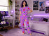 Women’s Loungewear Set - Purple with Turtles, Red Squares,Yellow Triangles - Zoey Pajamas Costume